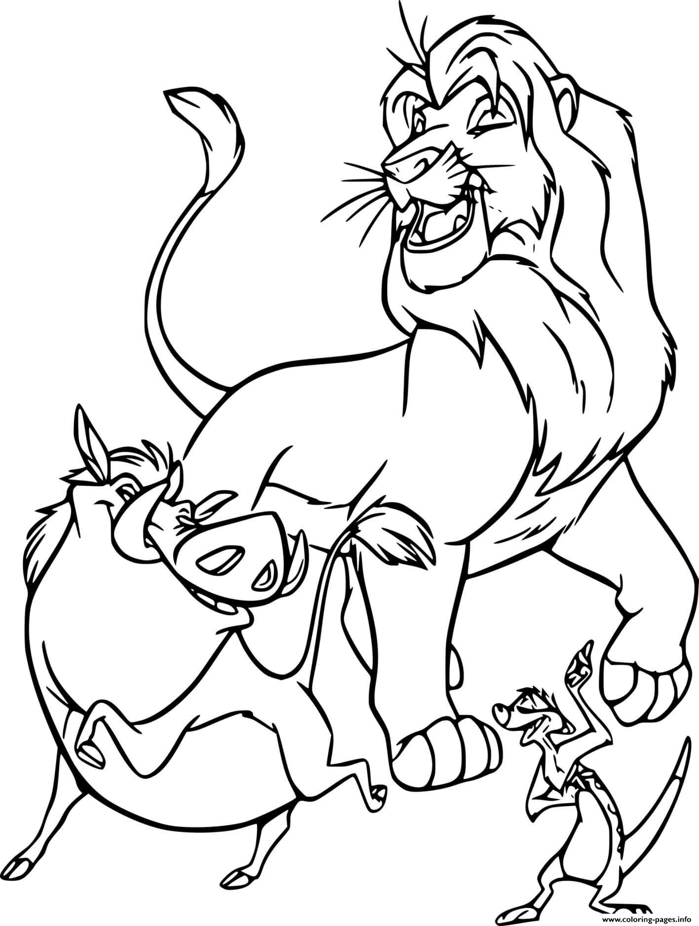Timon And Pumbaa With Simba coloring