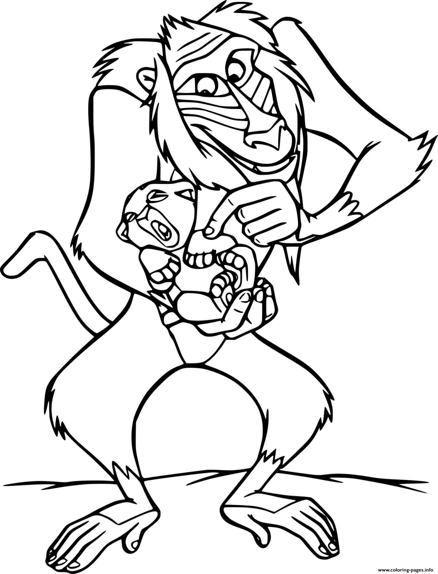 Rafiki Playing With Baby Simba coloring