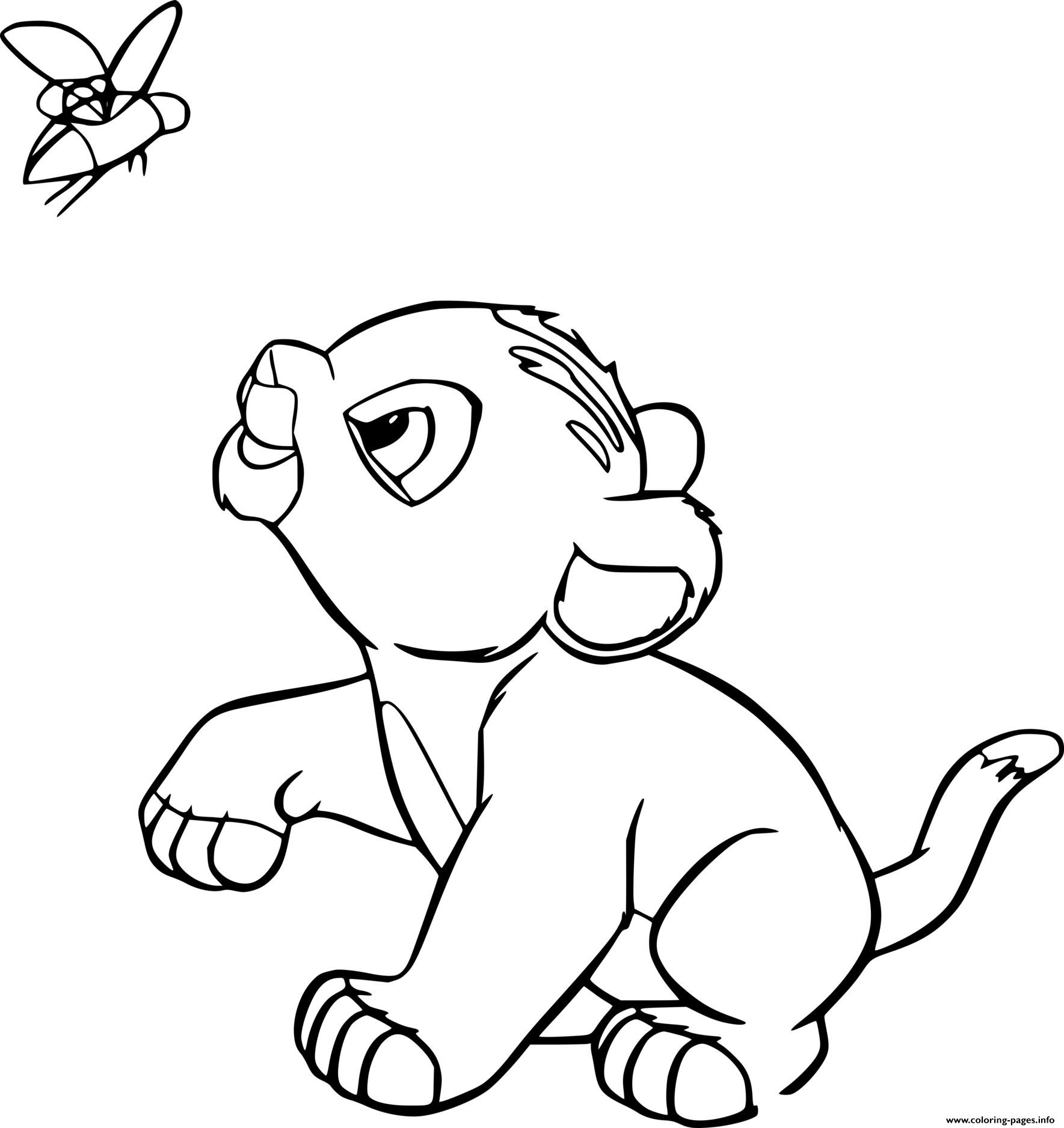 Baby Simba Chasing A Bug coloring