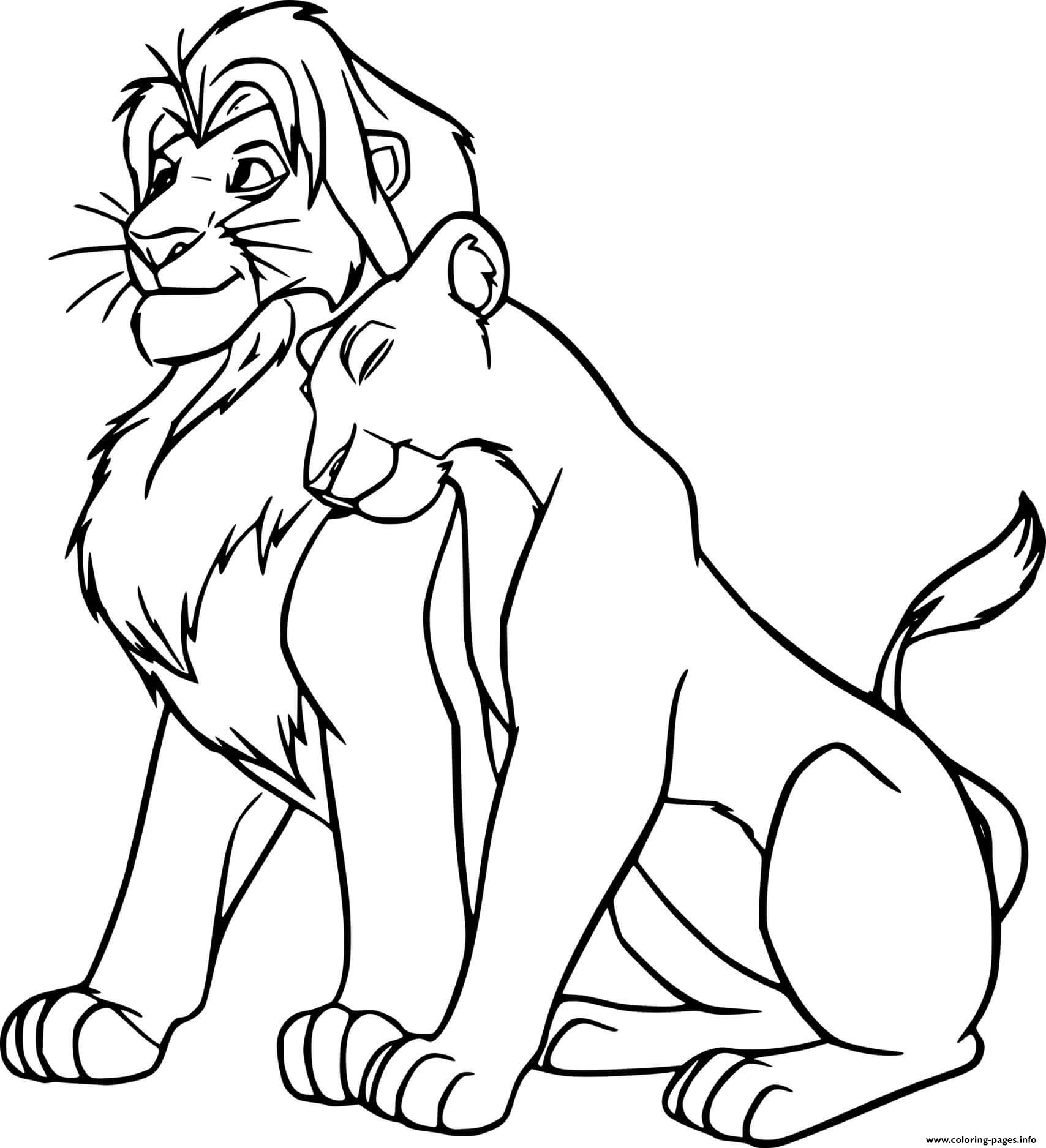 Simba And Nala Coloring Page Printable