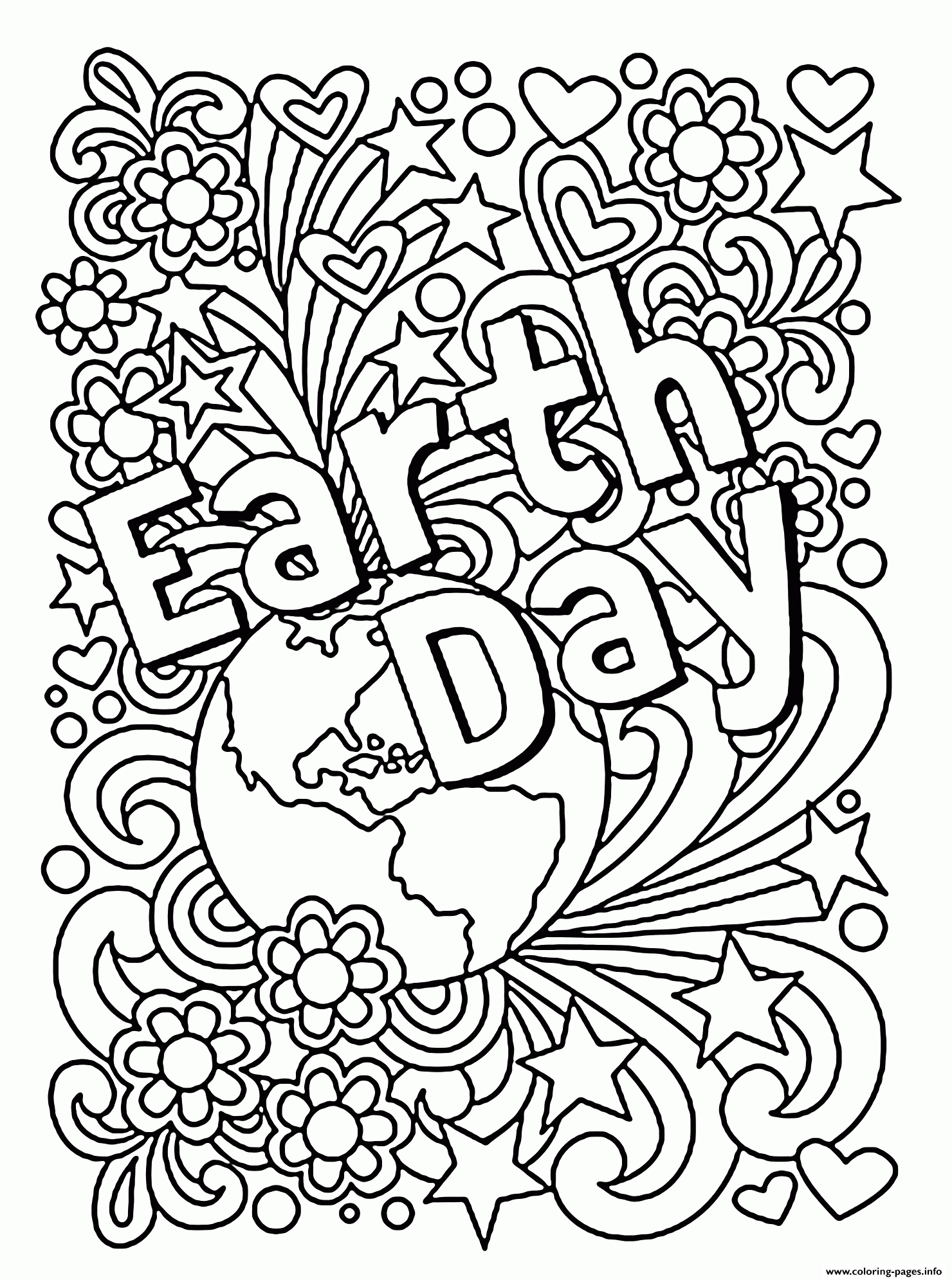 Earth Day Doodle coloring