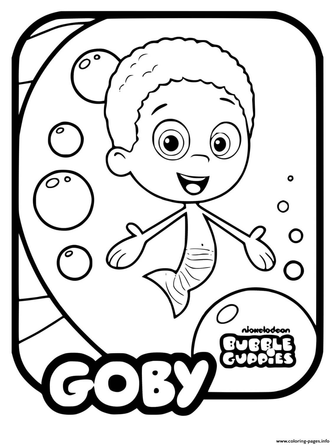 bubble guppies coloring pages goby