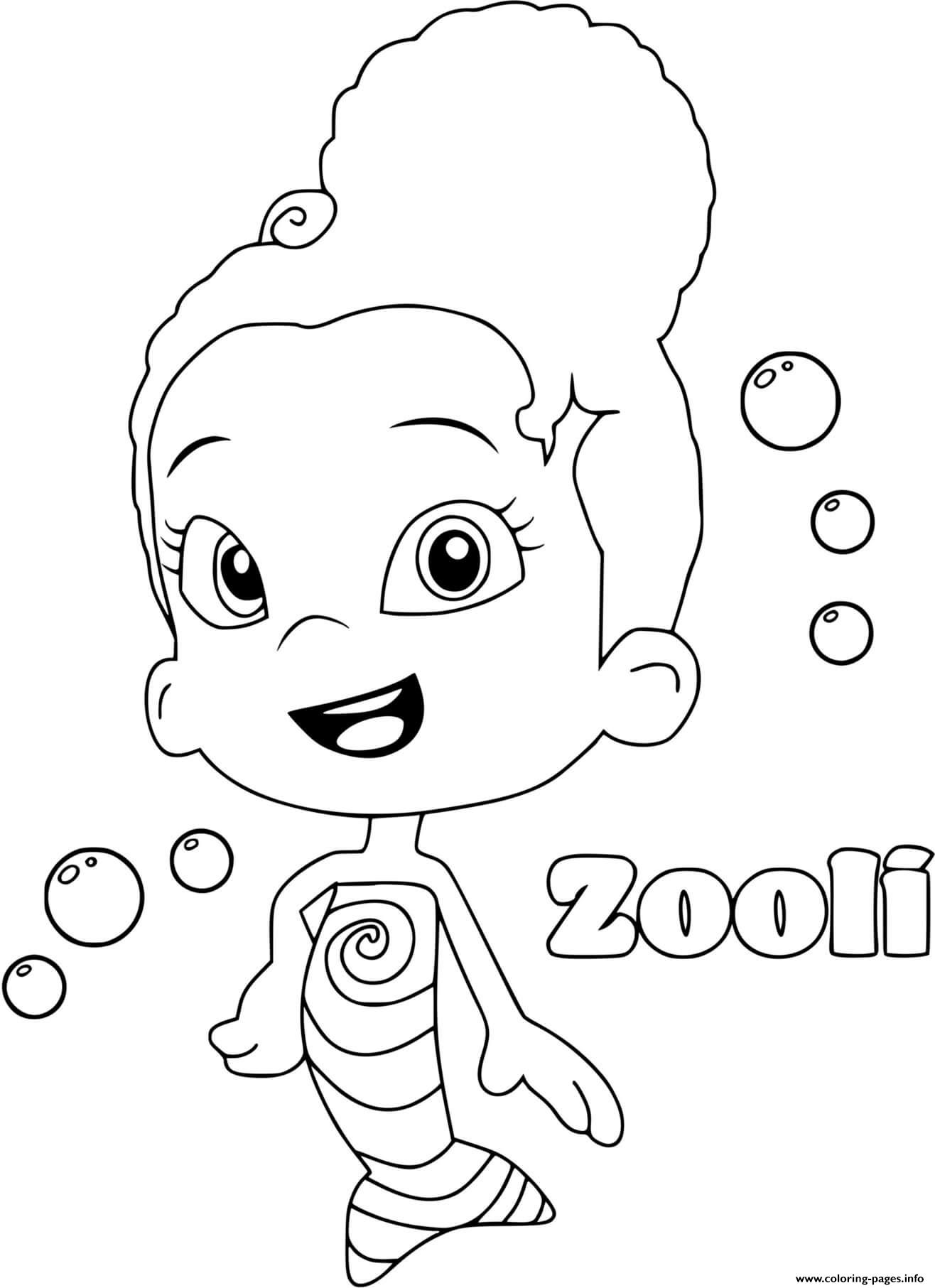 Zooli Bubble Guppies coloring pages