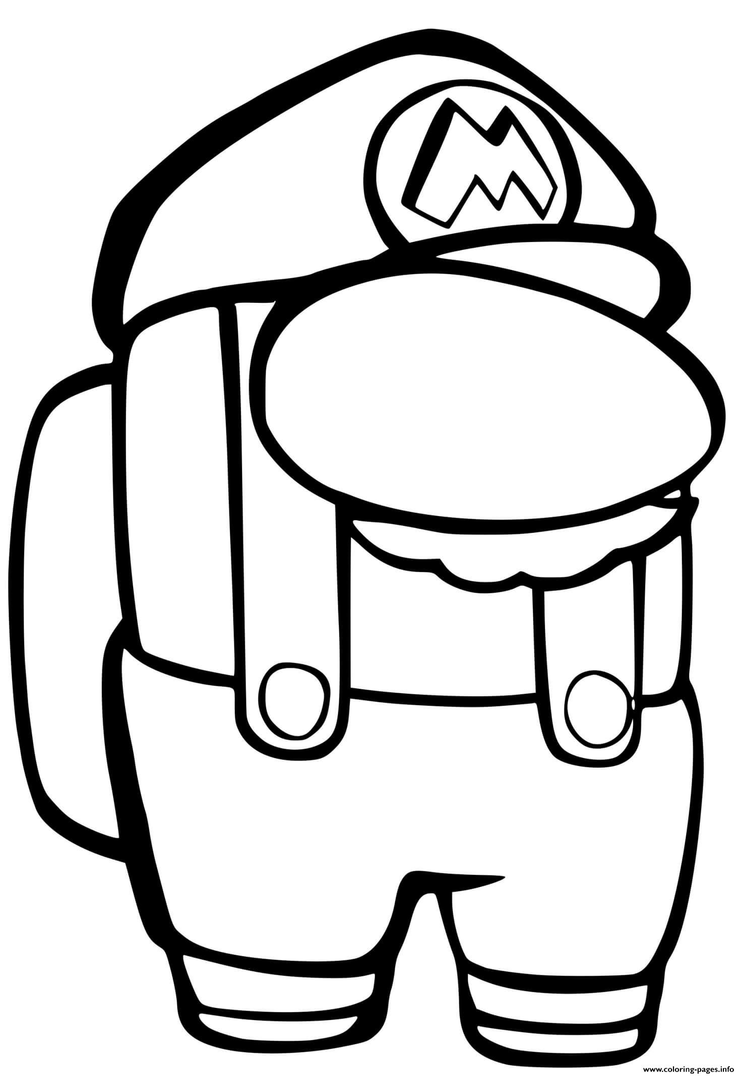 Among Us Mario Coloring Pages Printable