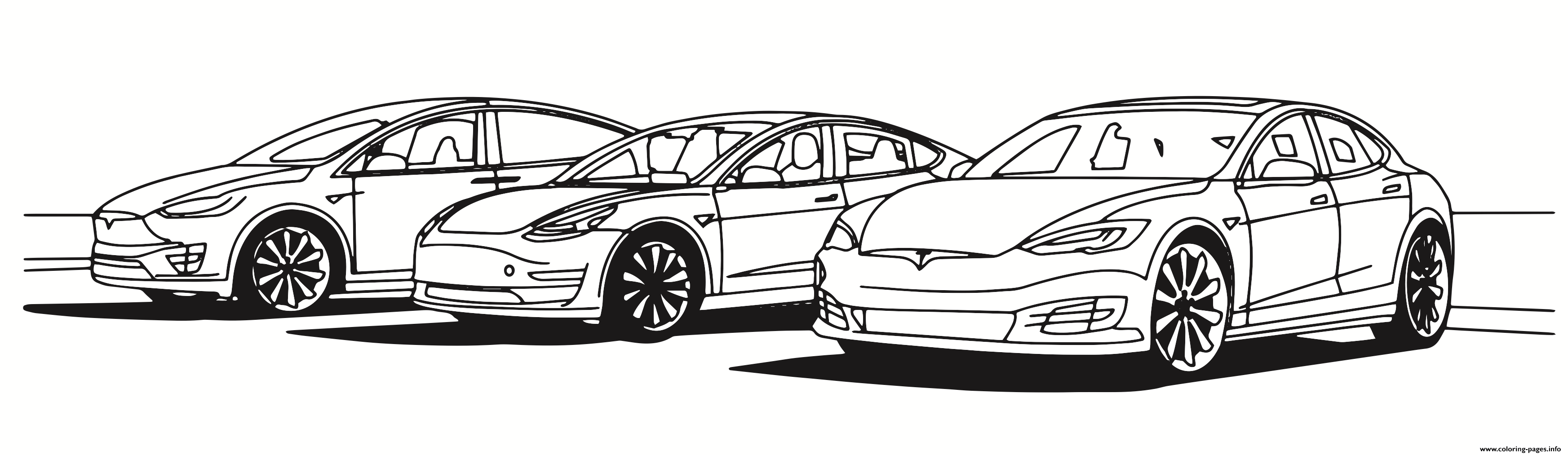 The Three Vehicles Tesla coloring