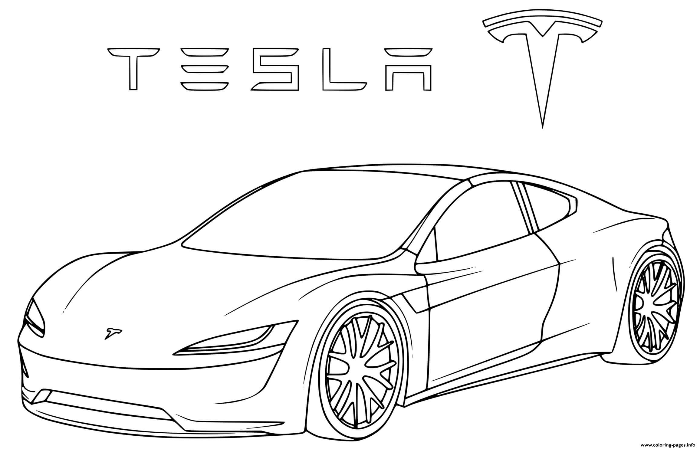 Roadster 2 Tesla Coloring page Printable