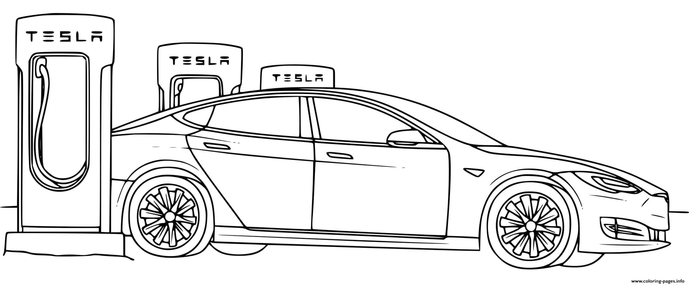 Modern Electric Service Stations Of Tesla coloring