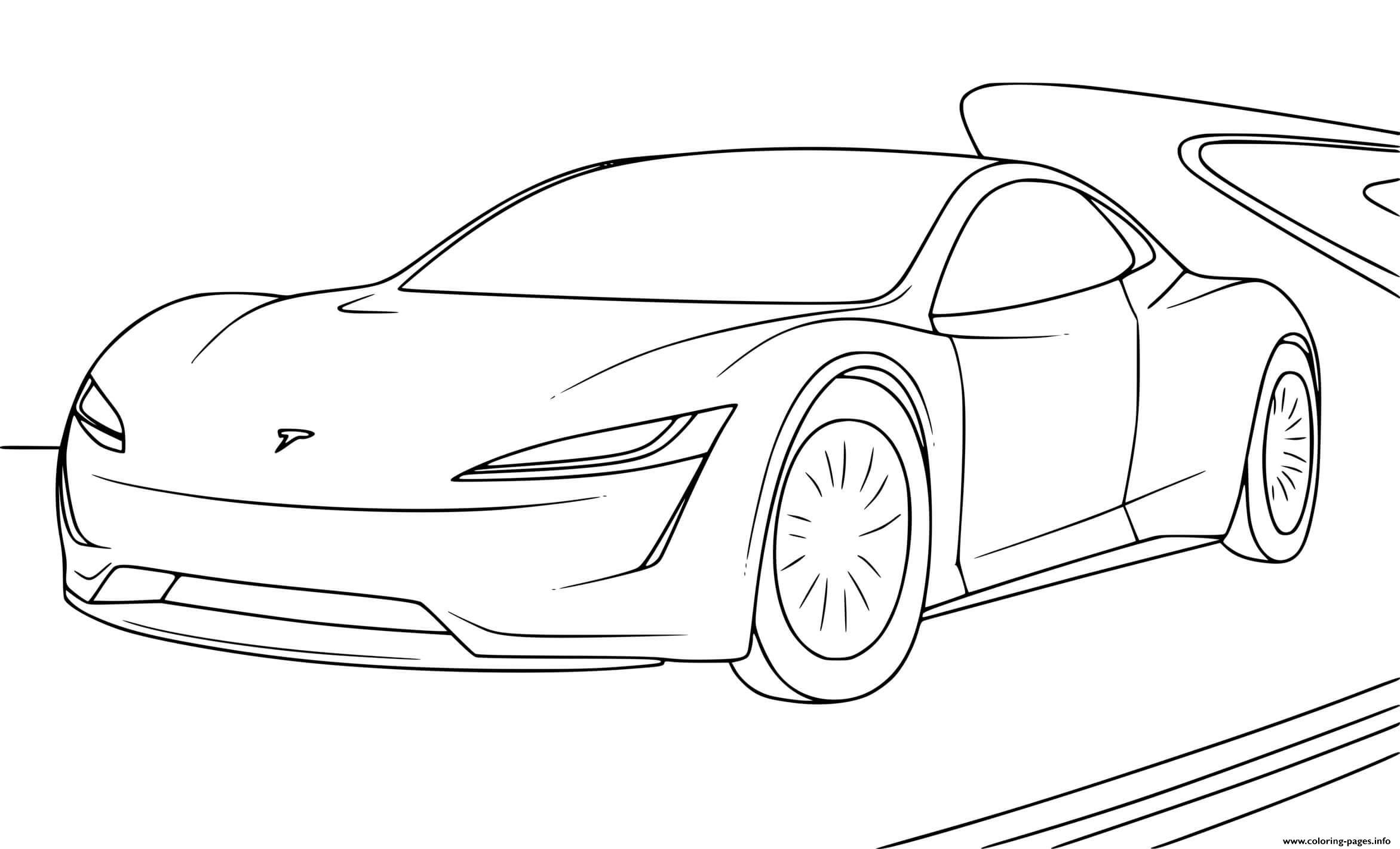 Voiture Tesla Roadster Coloring Pages Printable