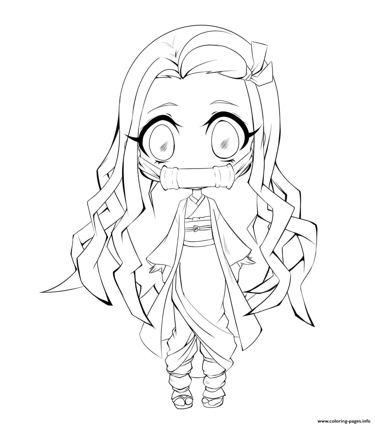 Printable Coloring Nezuko Coloring Pages