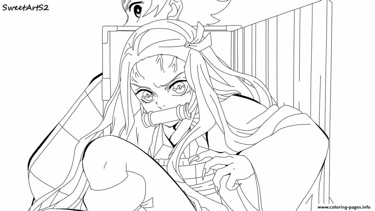Nezuko In The Box Demon Slayer coloring