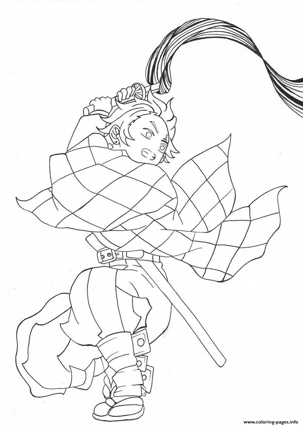 Tanjiro Kamado Demon Slayer Coloring Page Printable