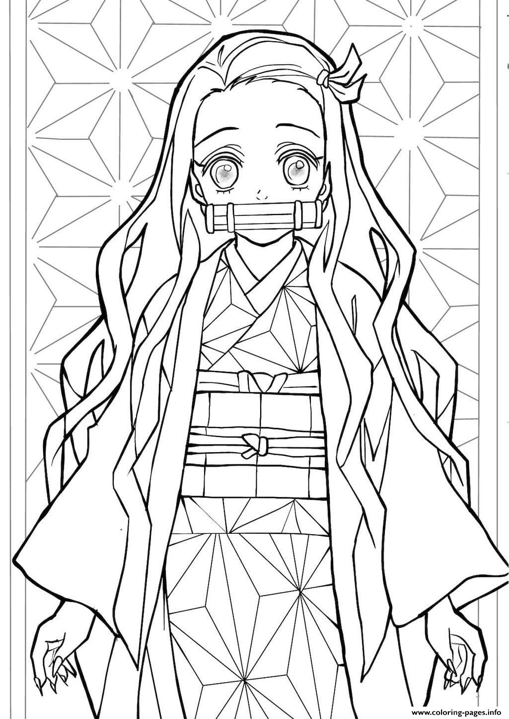 Beautiful Nezuko From The Anime Blade Demon Slayer Coloring page ...