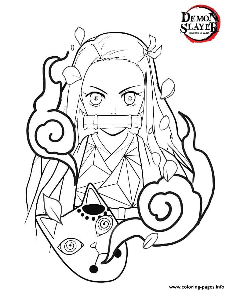 Nezuko Kamado From The Anime Demon Slayer Demon Slayer Coloring Page 