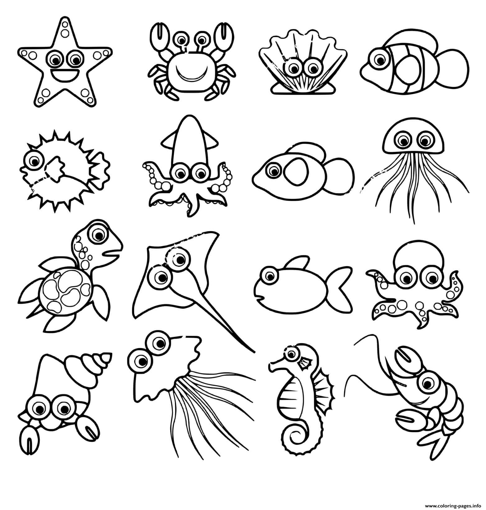 Coloring Pages Of Sea Animals For Preschoolers