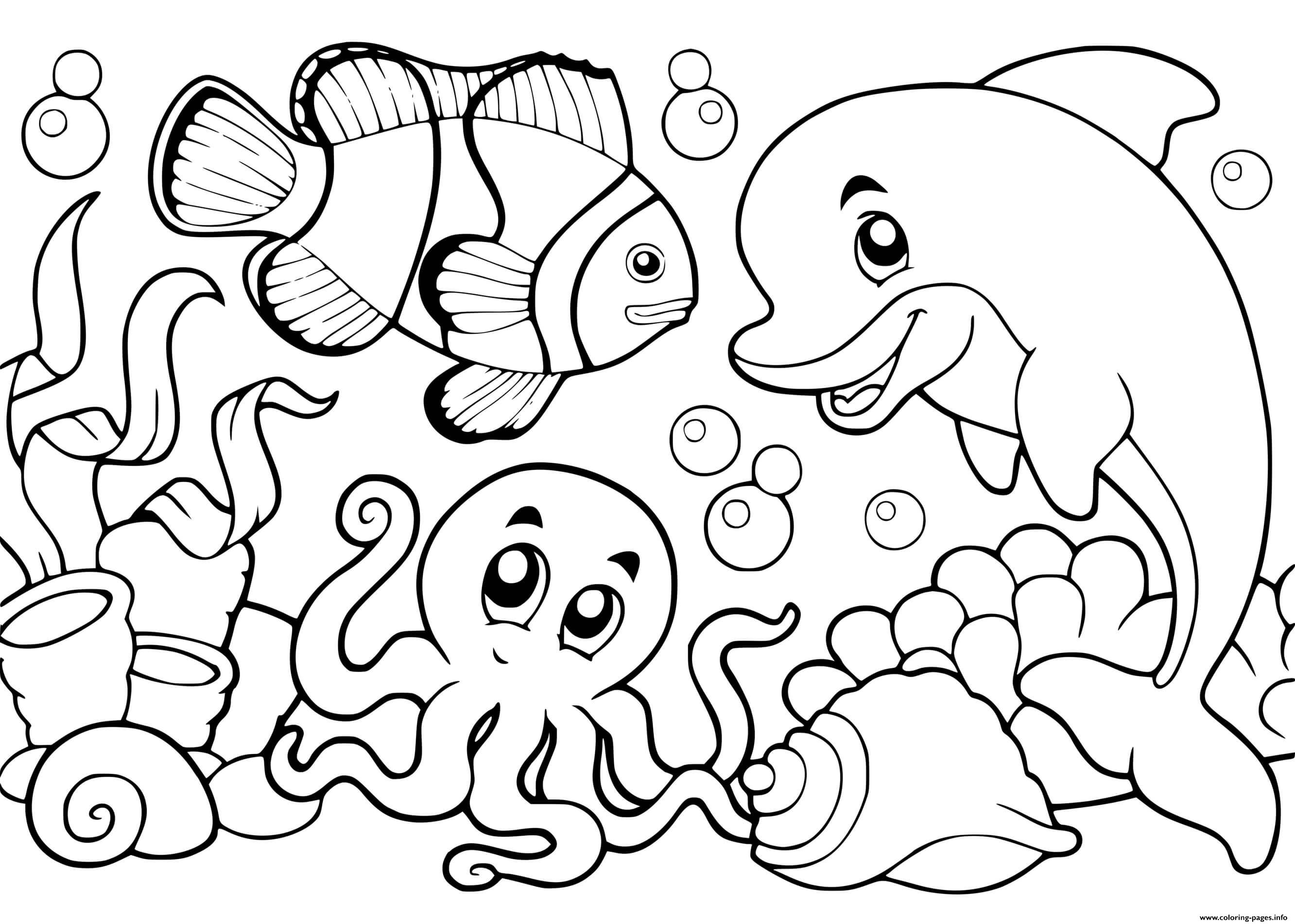 Underwater Life Ocean Coloring Pages Printable