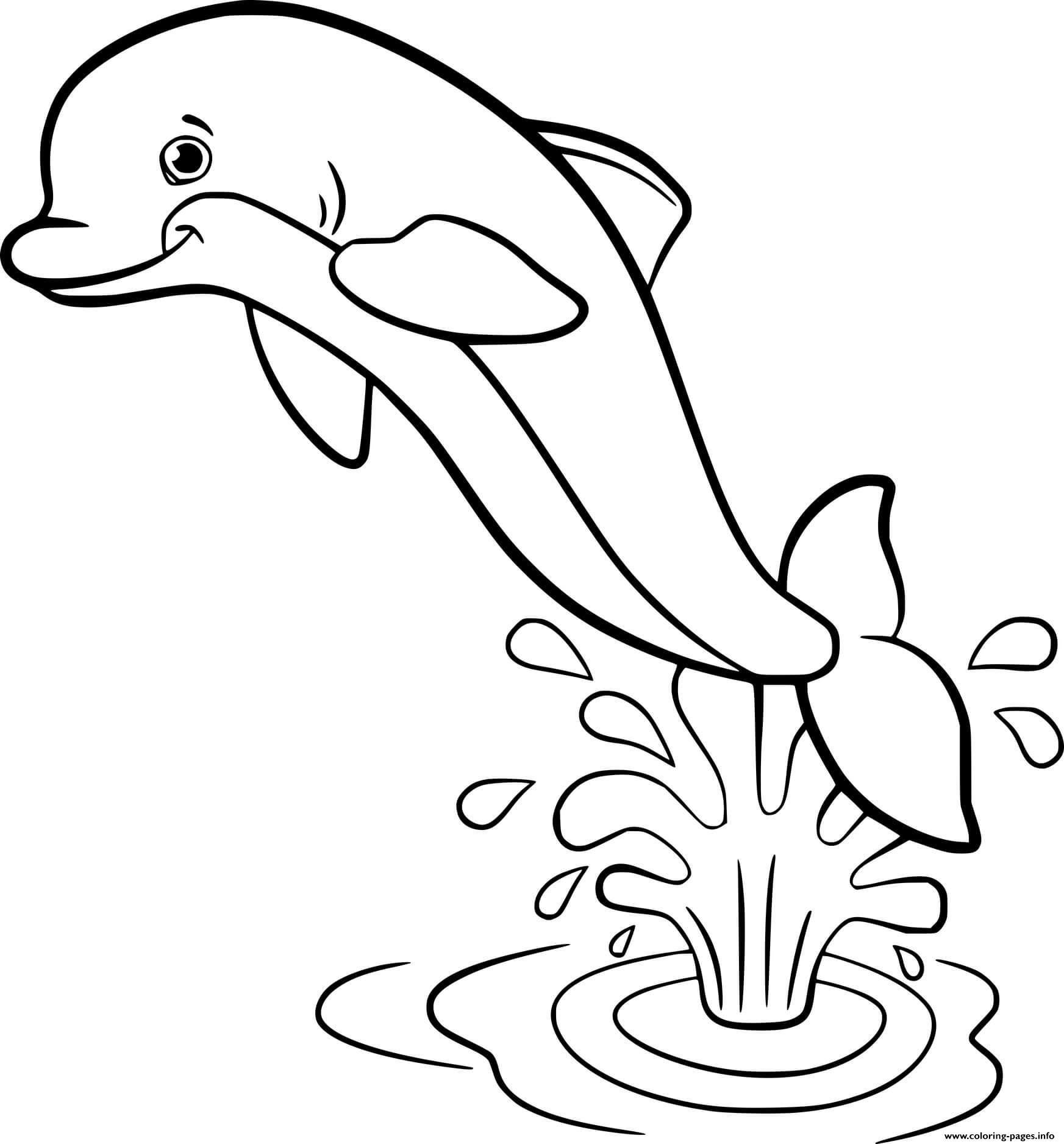 Дельфин на фоне воды раскраска