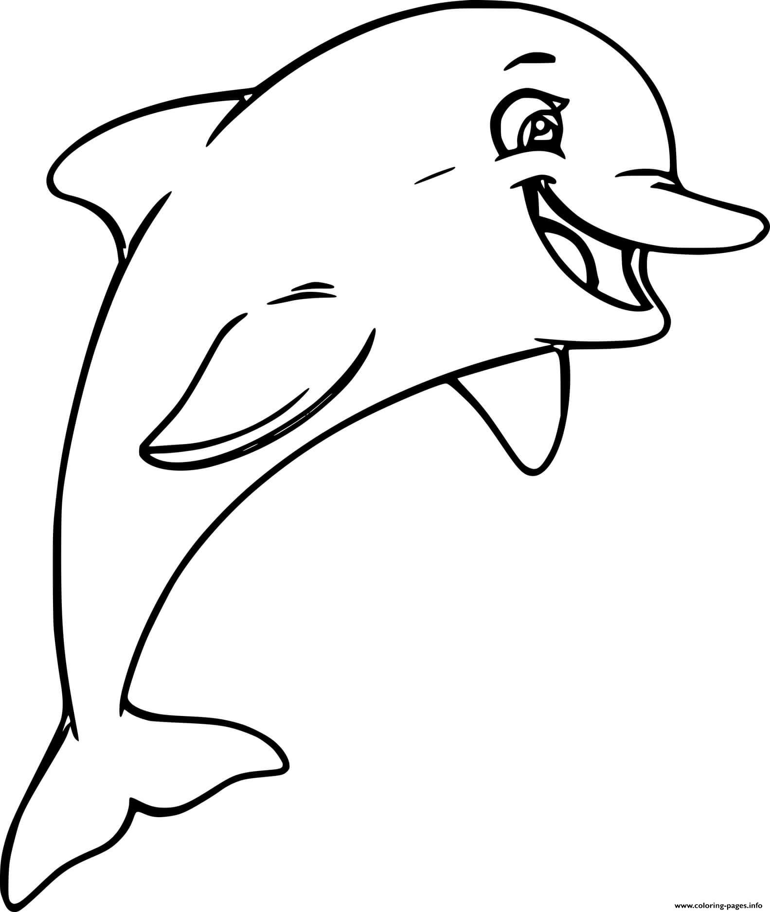 Cartoon Cute Dolphin Coloring page Printable