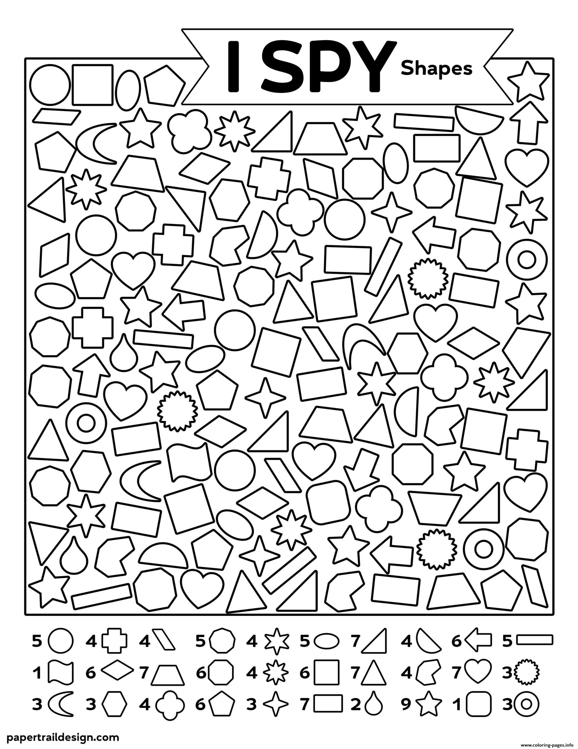 I Spy Shapes Coloring page Printable