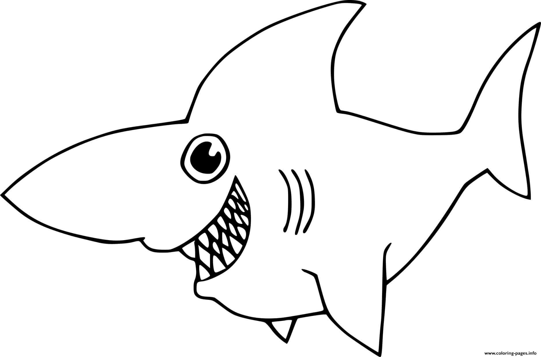 Cartoon Great White Shark Coloring page Printable