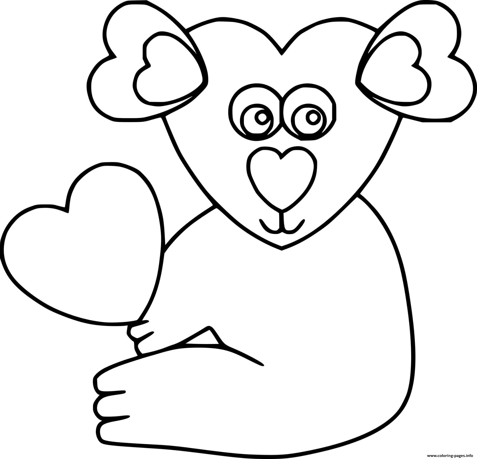 Heart Shaped Koala coloring