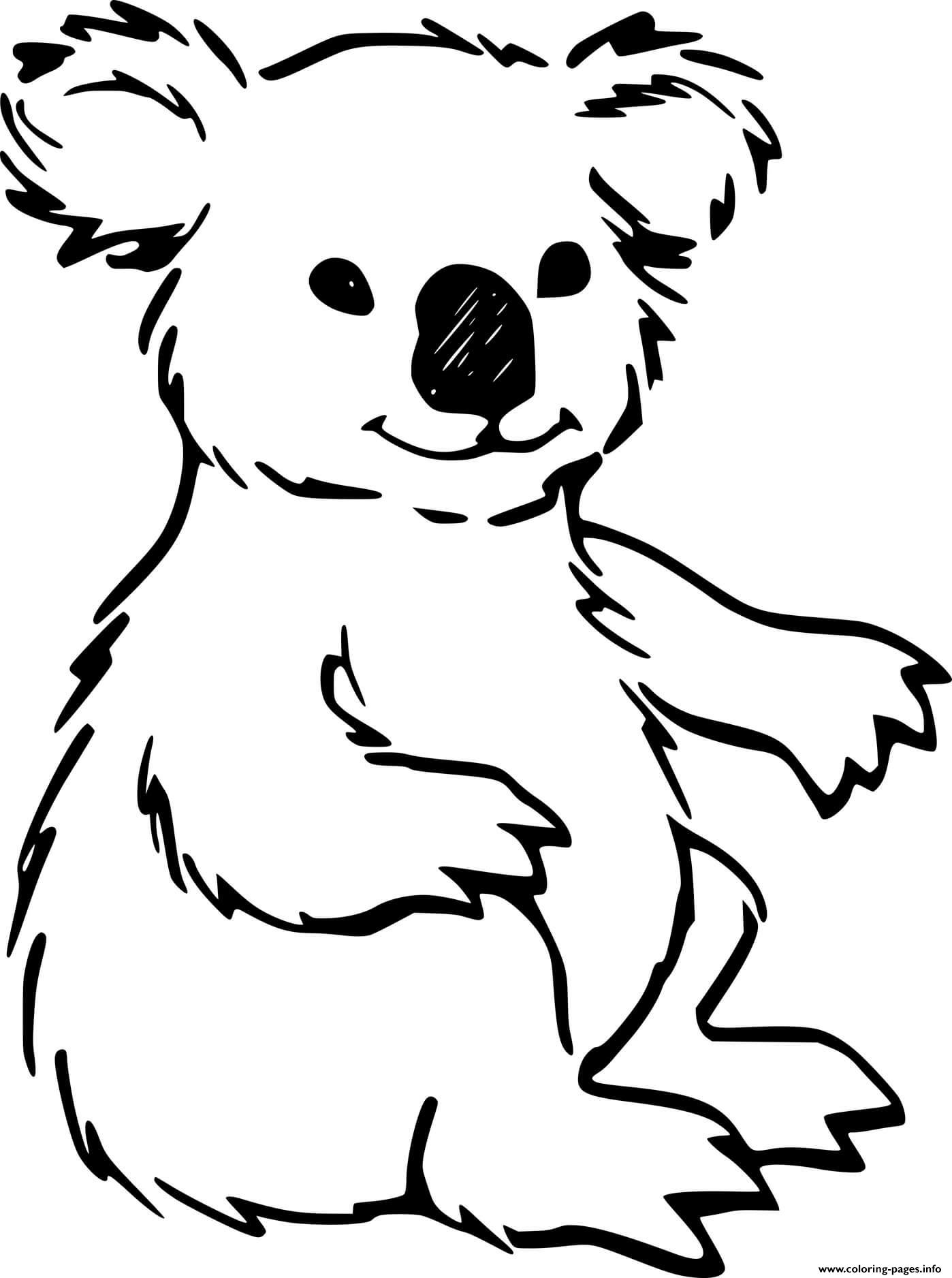 Realistic Koala Sits On The Ground coloring