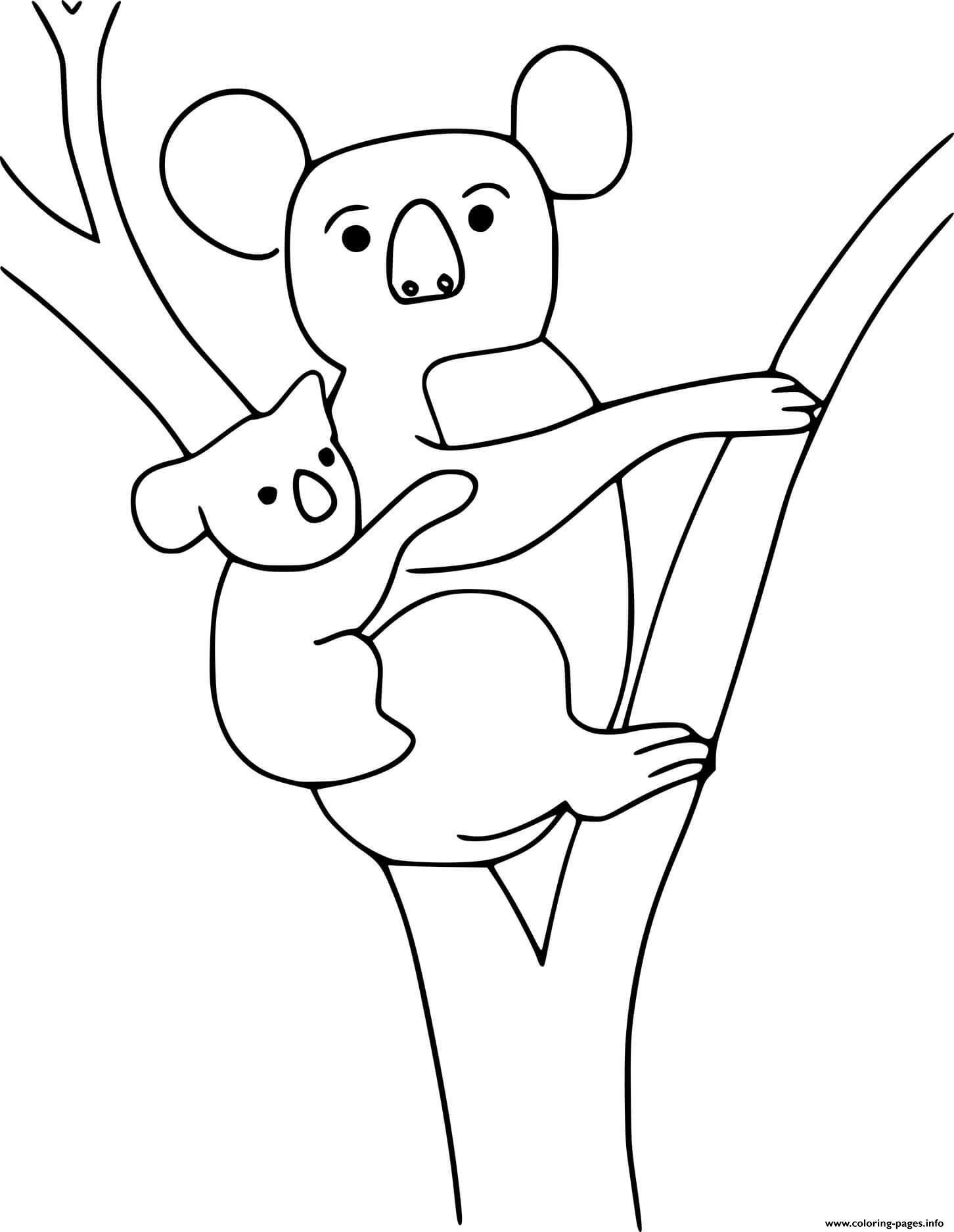 Koala And Baby On The Tree coloring