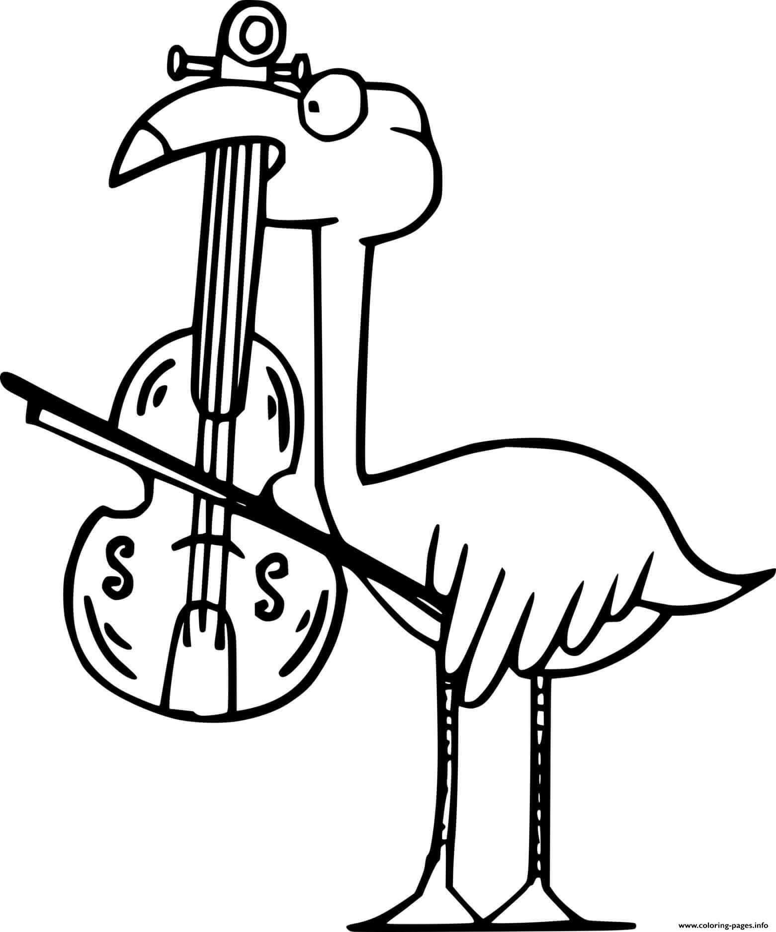 Flamingo Playing Violin coloring