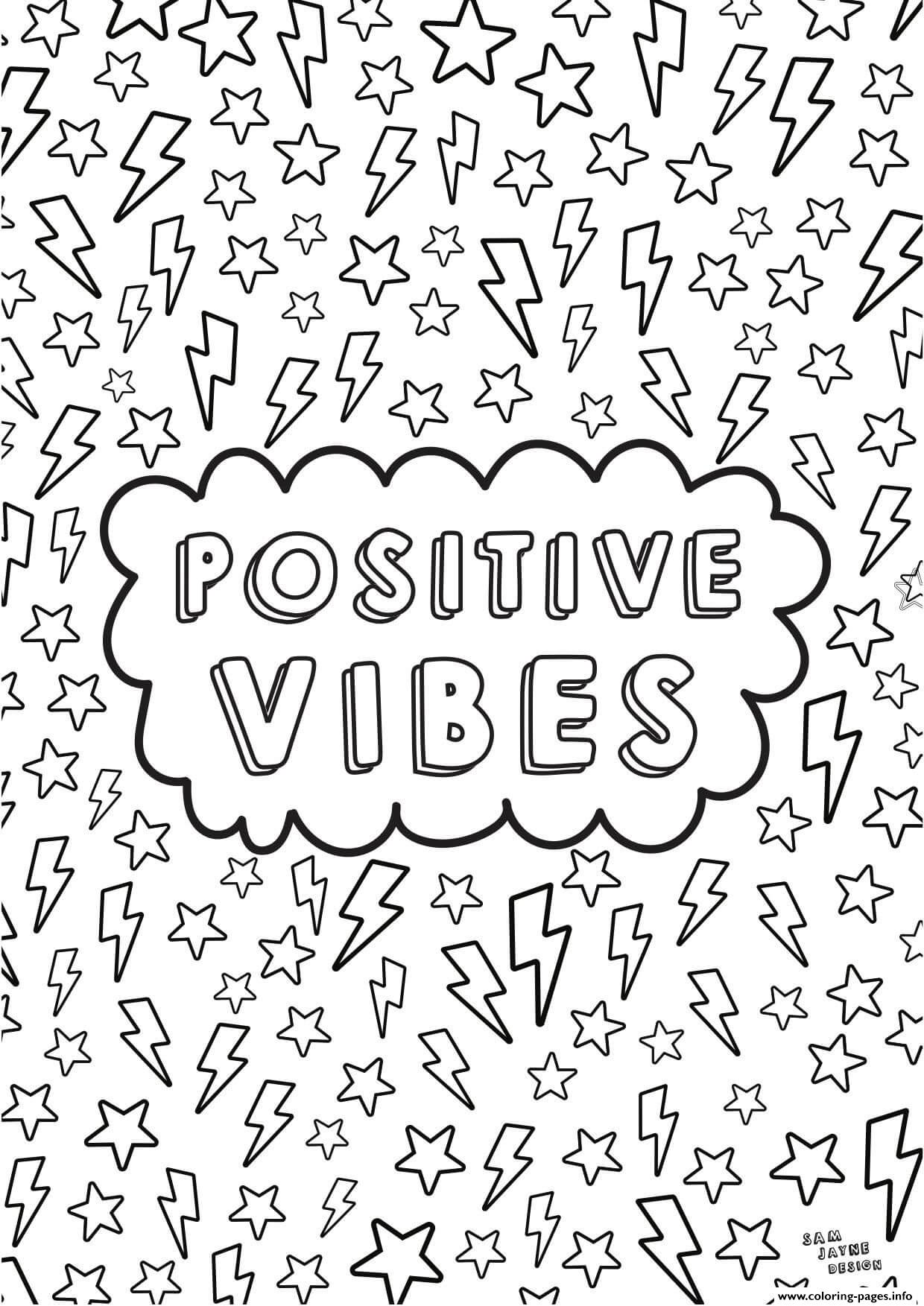 Positive Vibes Aesthetics Coloring Pages Printable