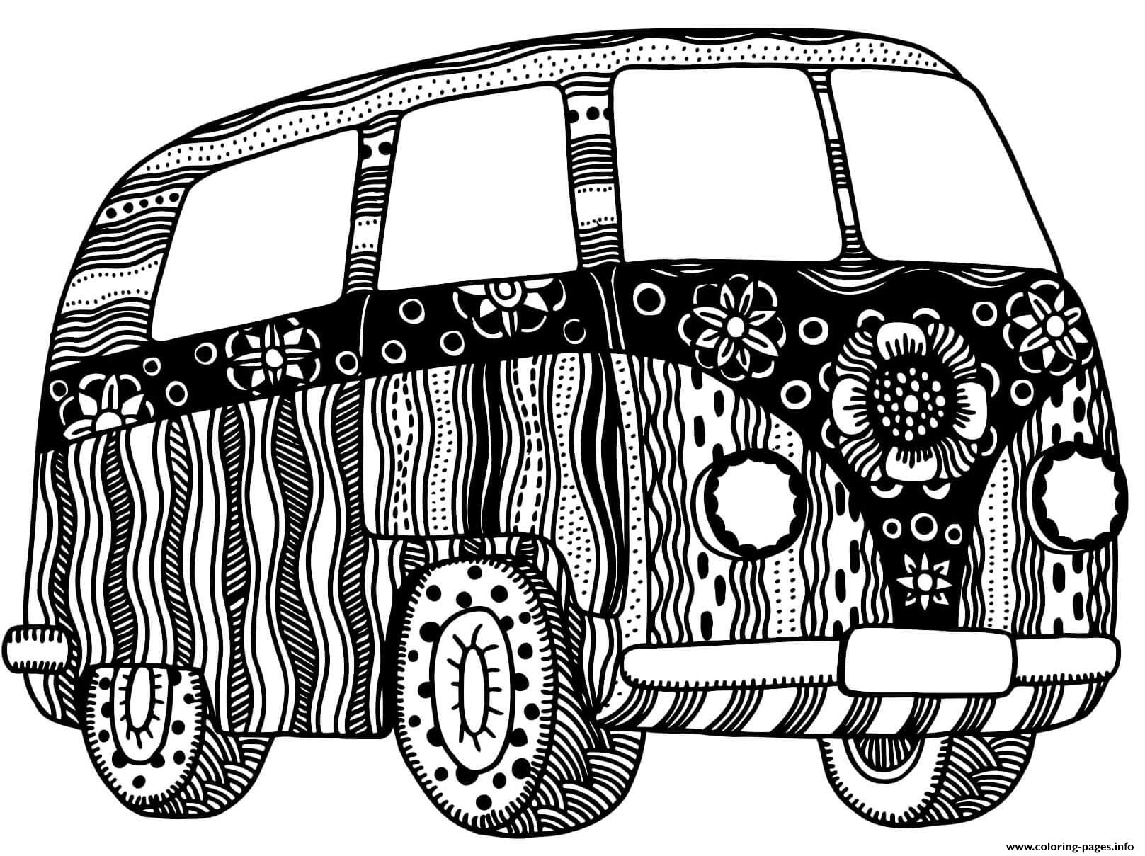 Trippy Aesthetics Road Trip 70s Vibes 1 coloring pages