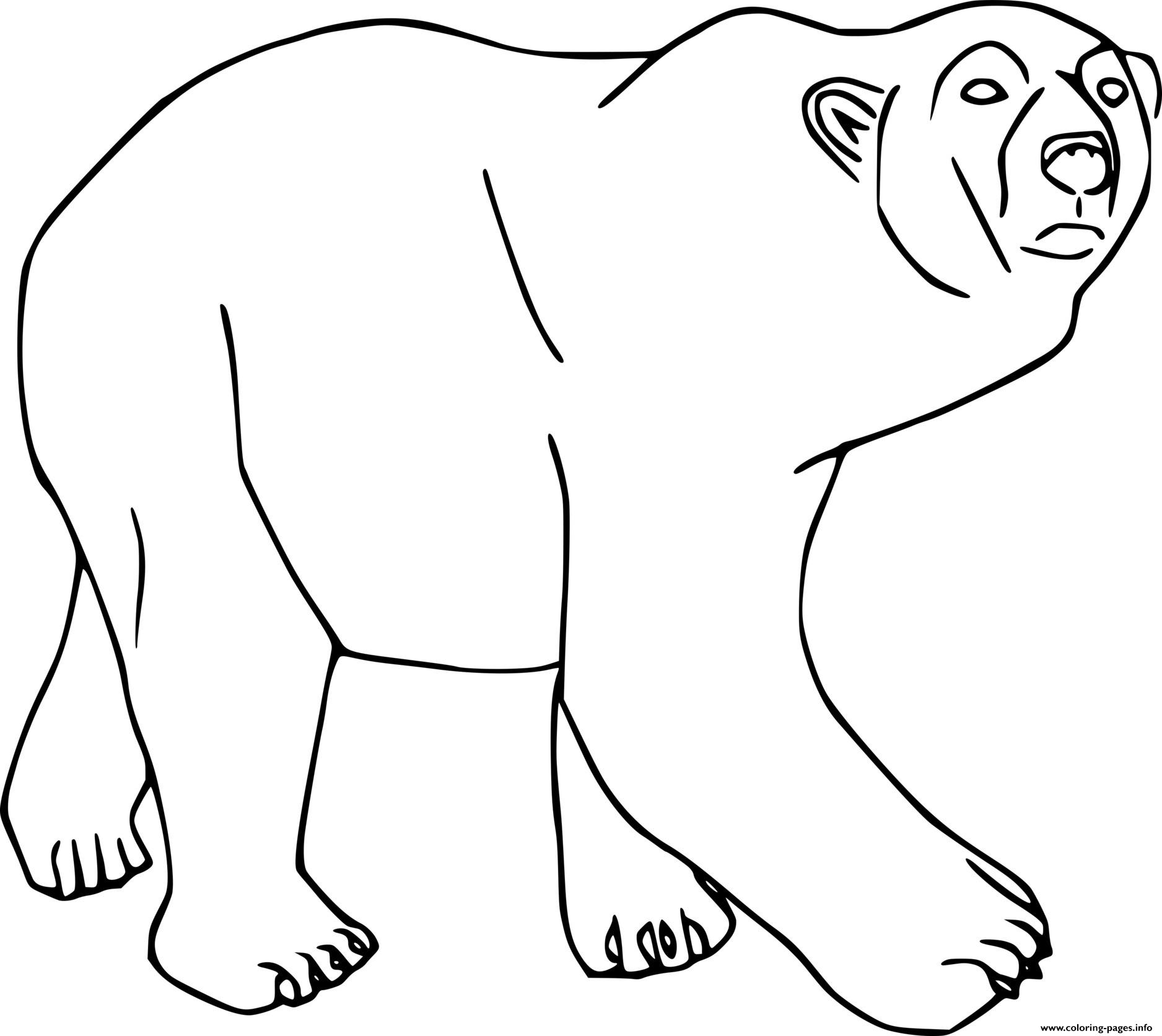 Walking Realistic Polar Bear Coloring page Printable