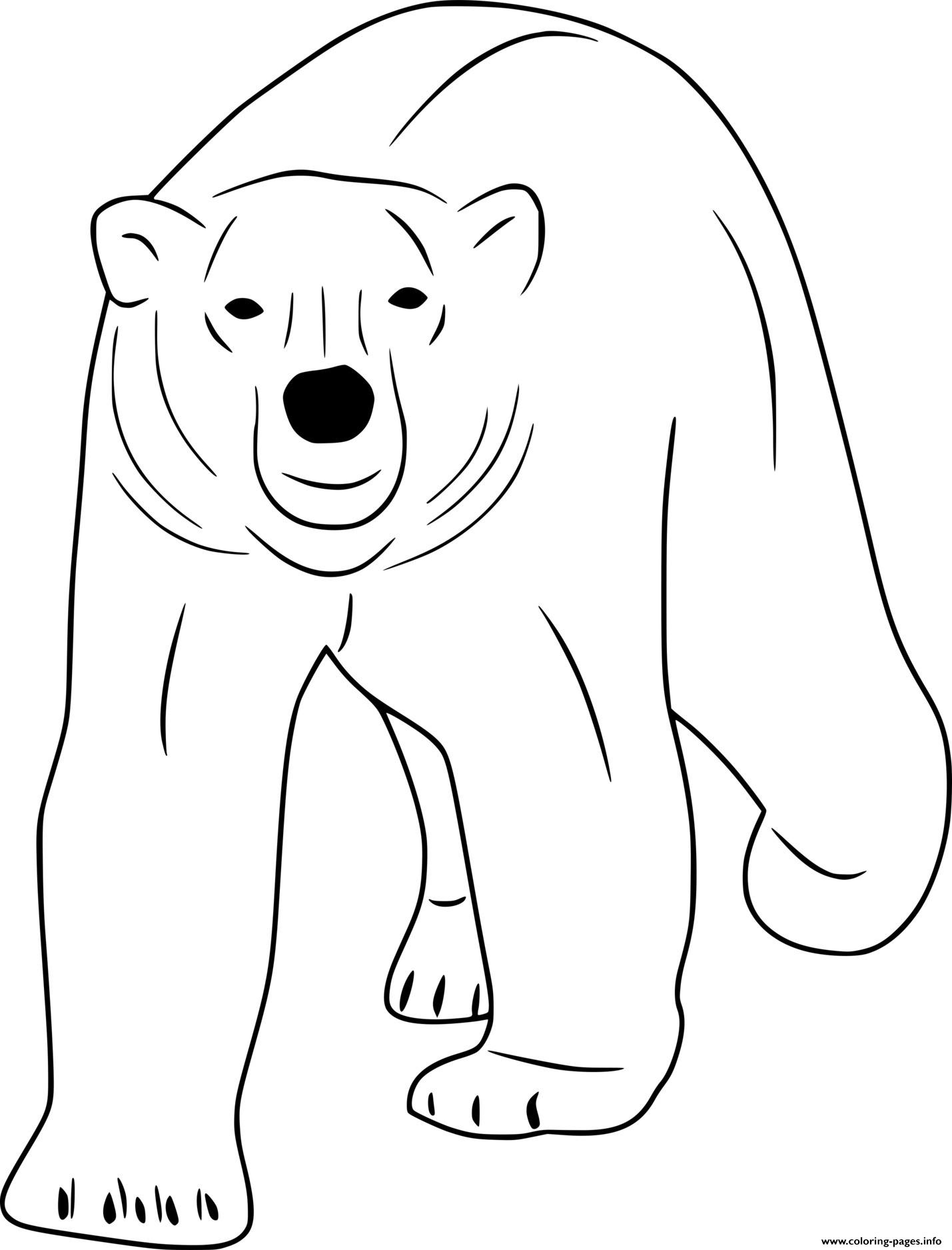 Polar Bear Walking Forward Coloring page Printable