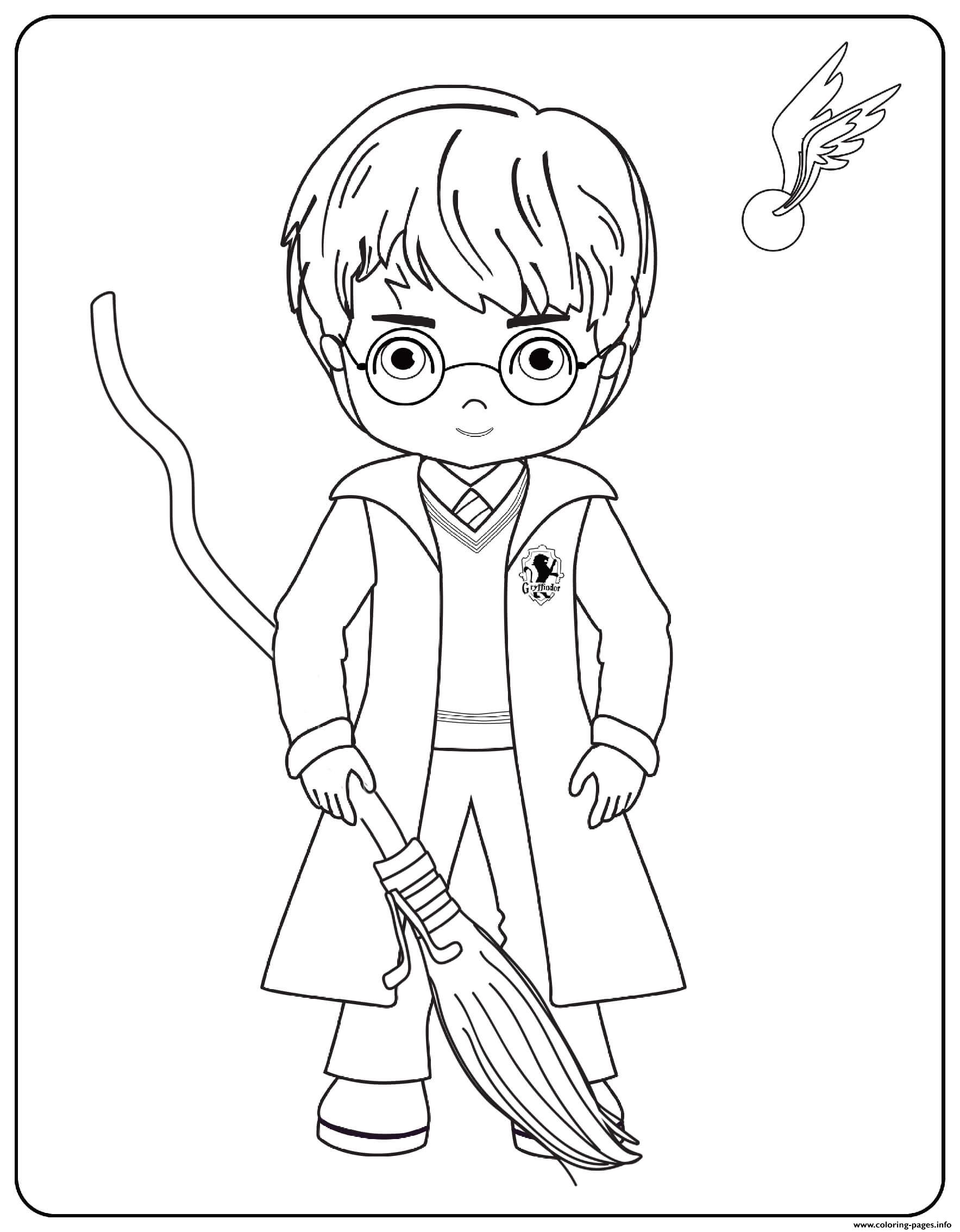 Harry With Broom coloring