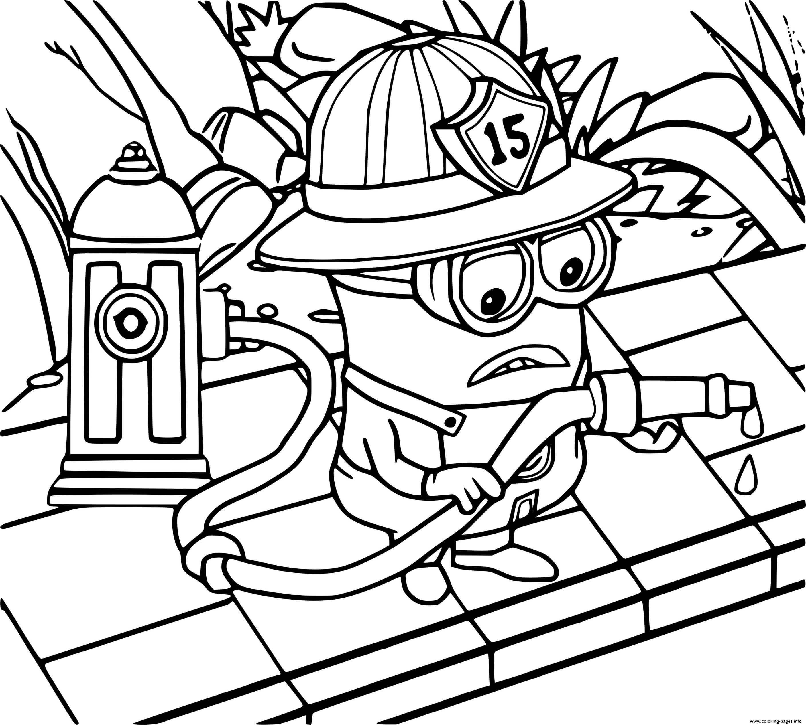 Firefighter Minion coloring