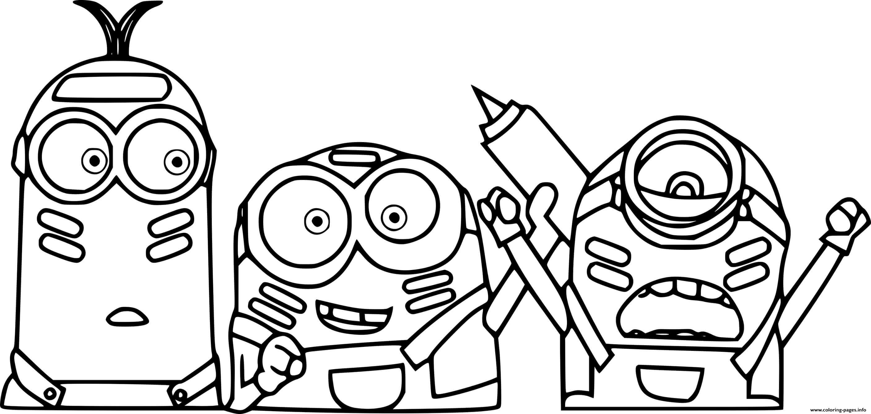 Three Minions coloring