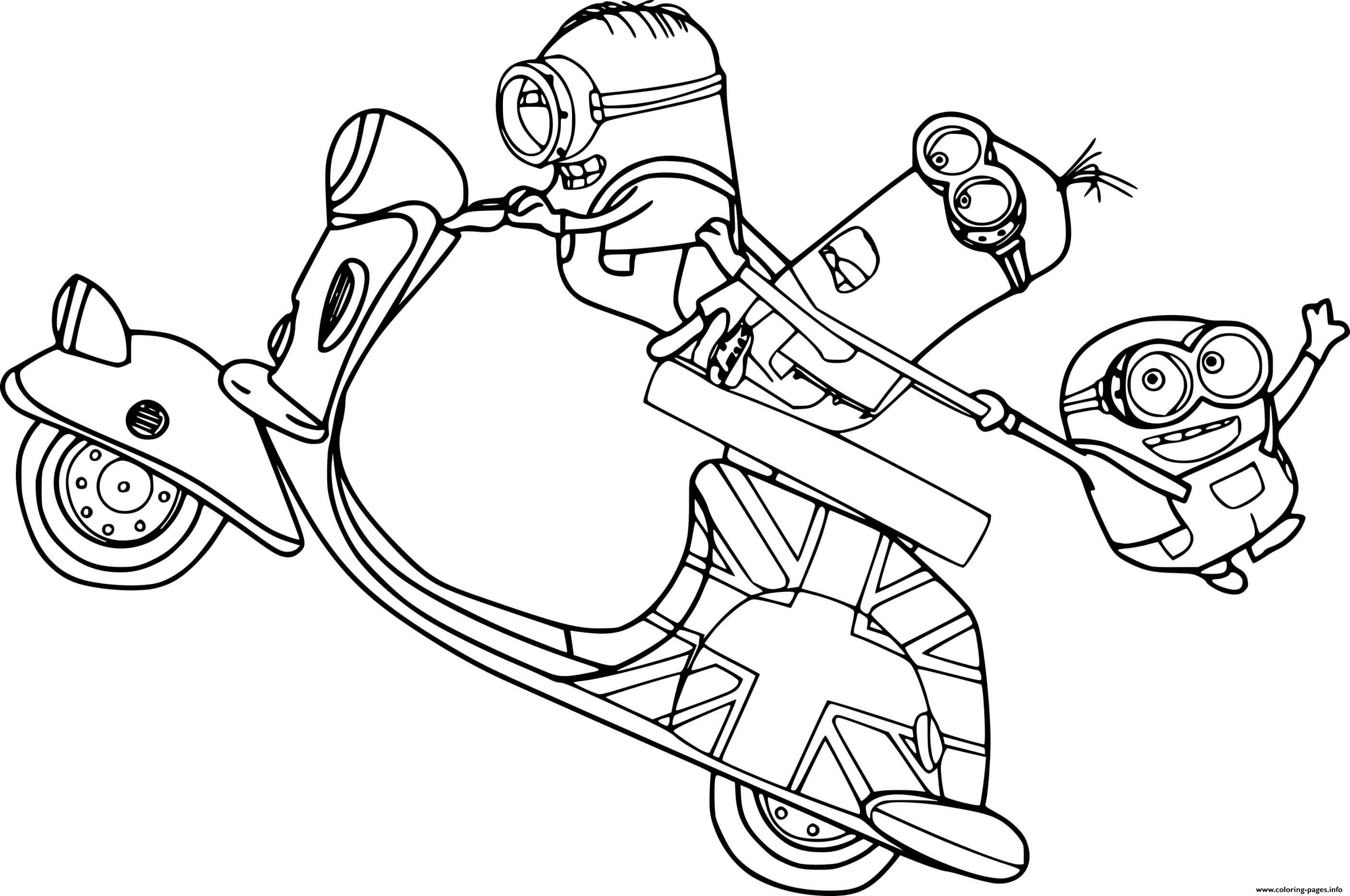 Minions On The Motorcycle coloring