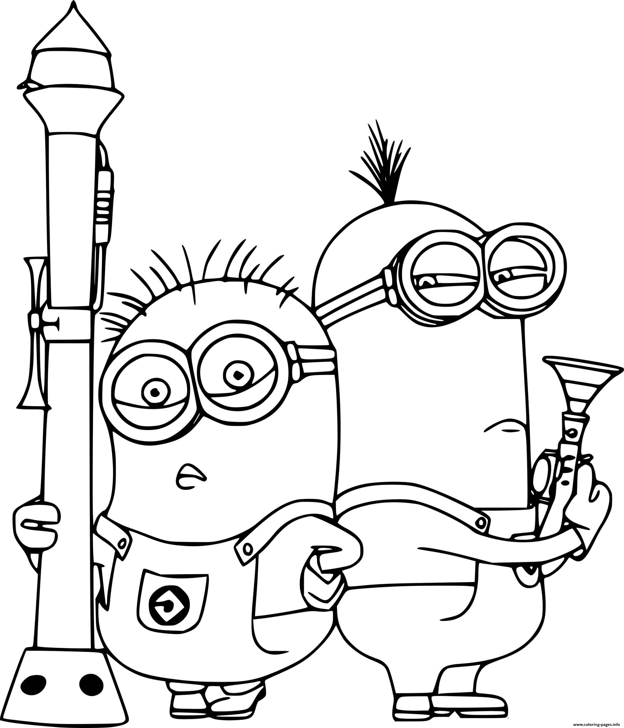 Kevin And Phil With A Rocket Coloring page Printable