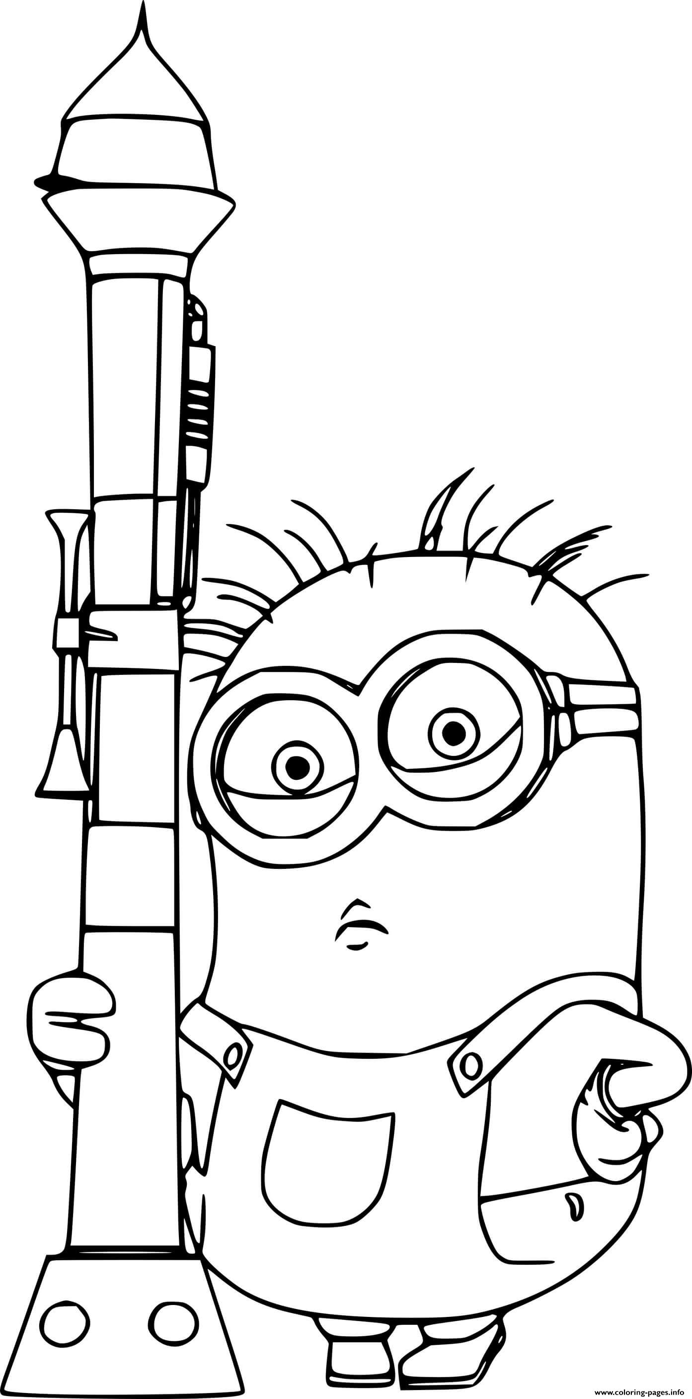 Phil Minion Holds A Rocket coloring