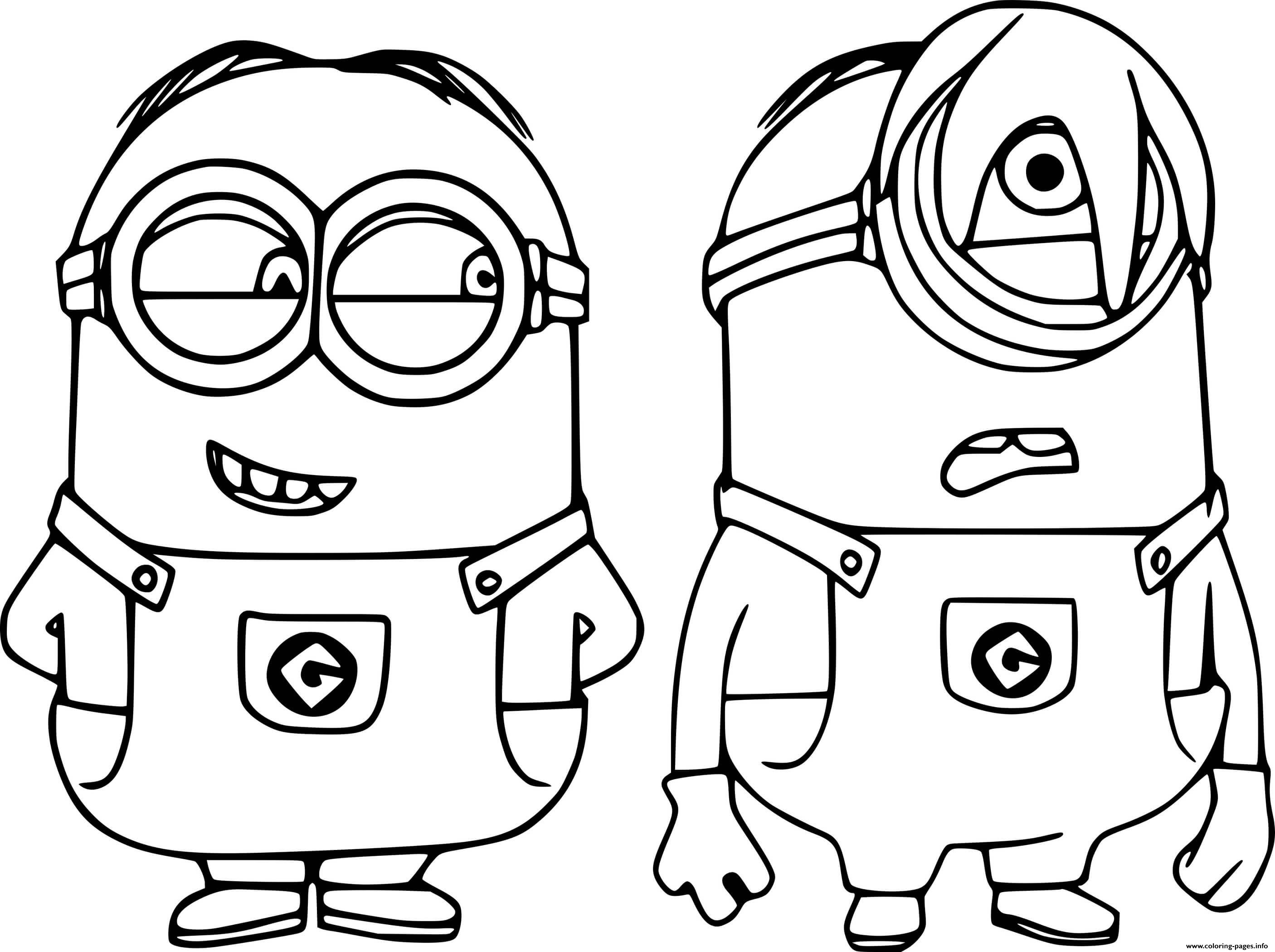 Two Naughty Minions Coloring page Printable
