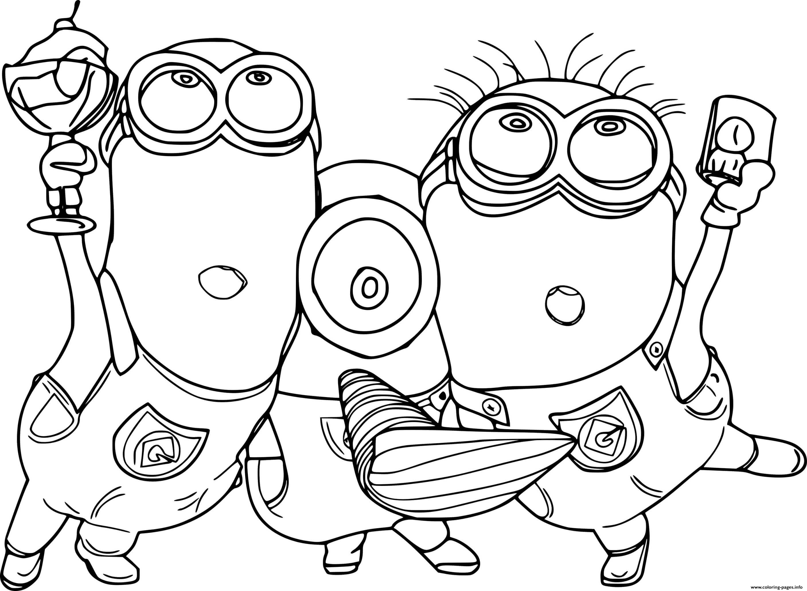 Minions Hold Ice Cream coloring