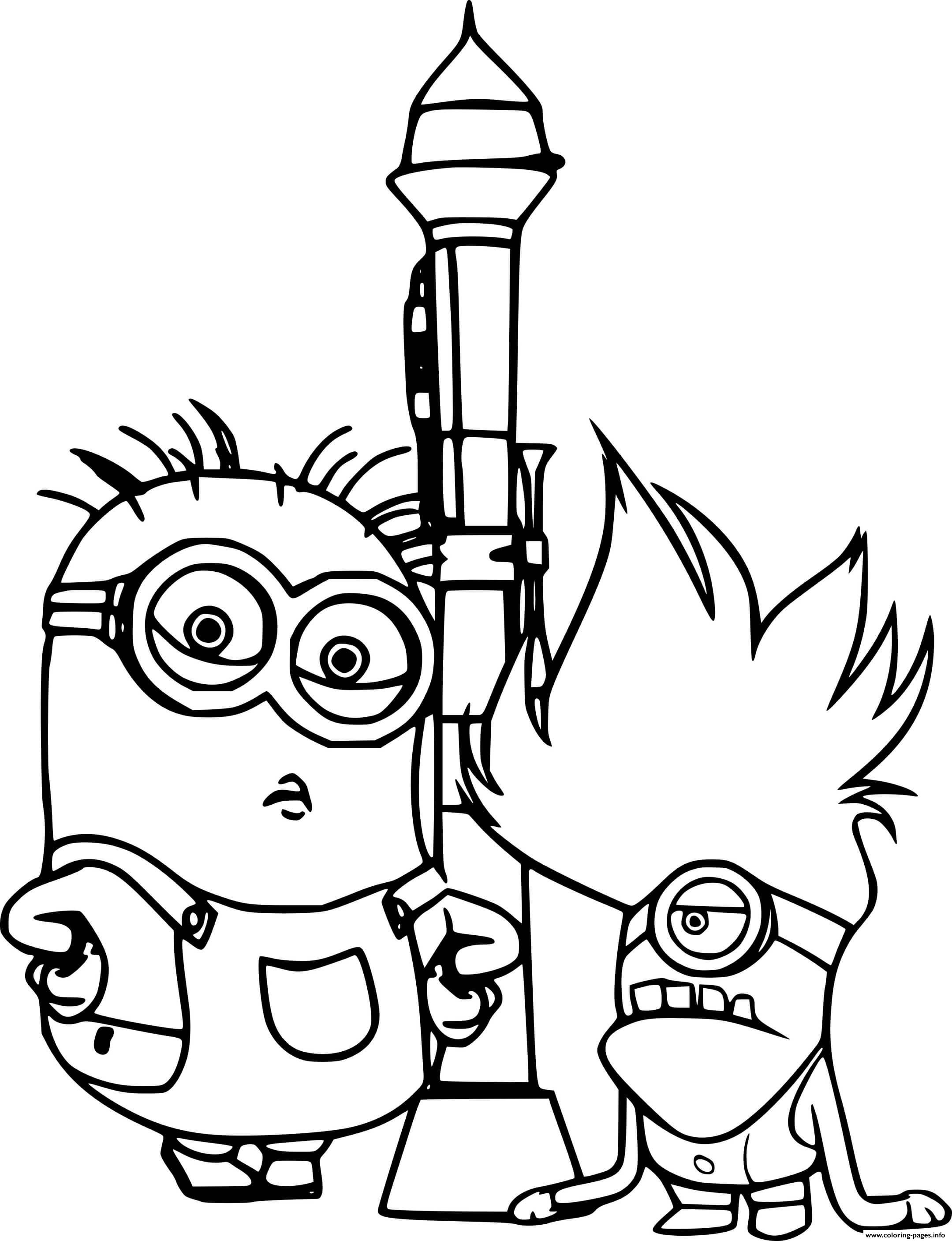 Minions And Rocket coloring