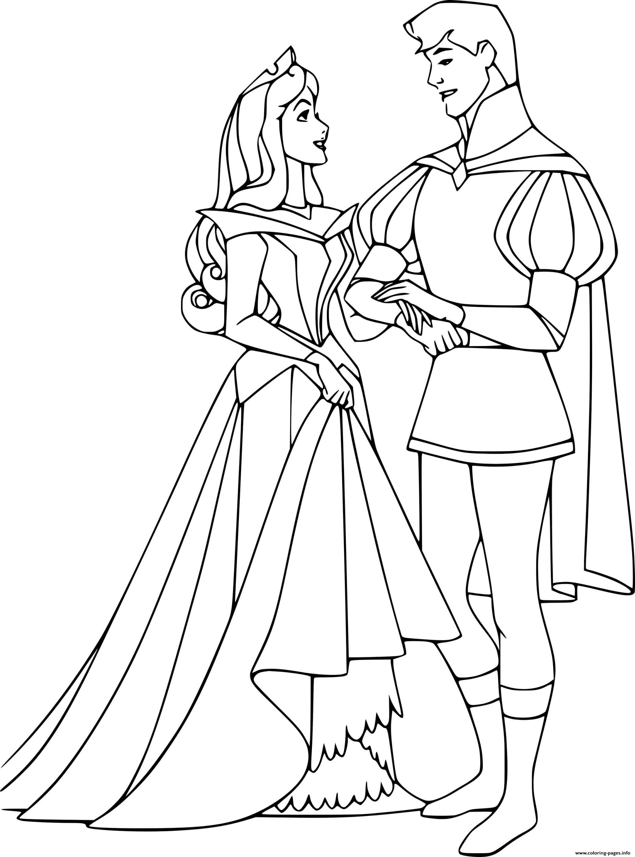 Prince Phillip And Sleeping Beauty Coloring page Printable