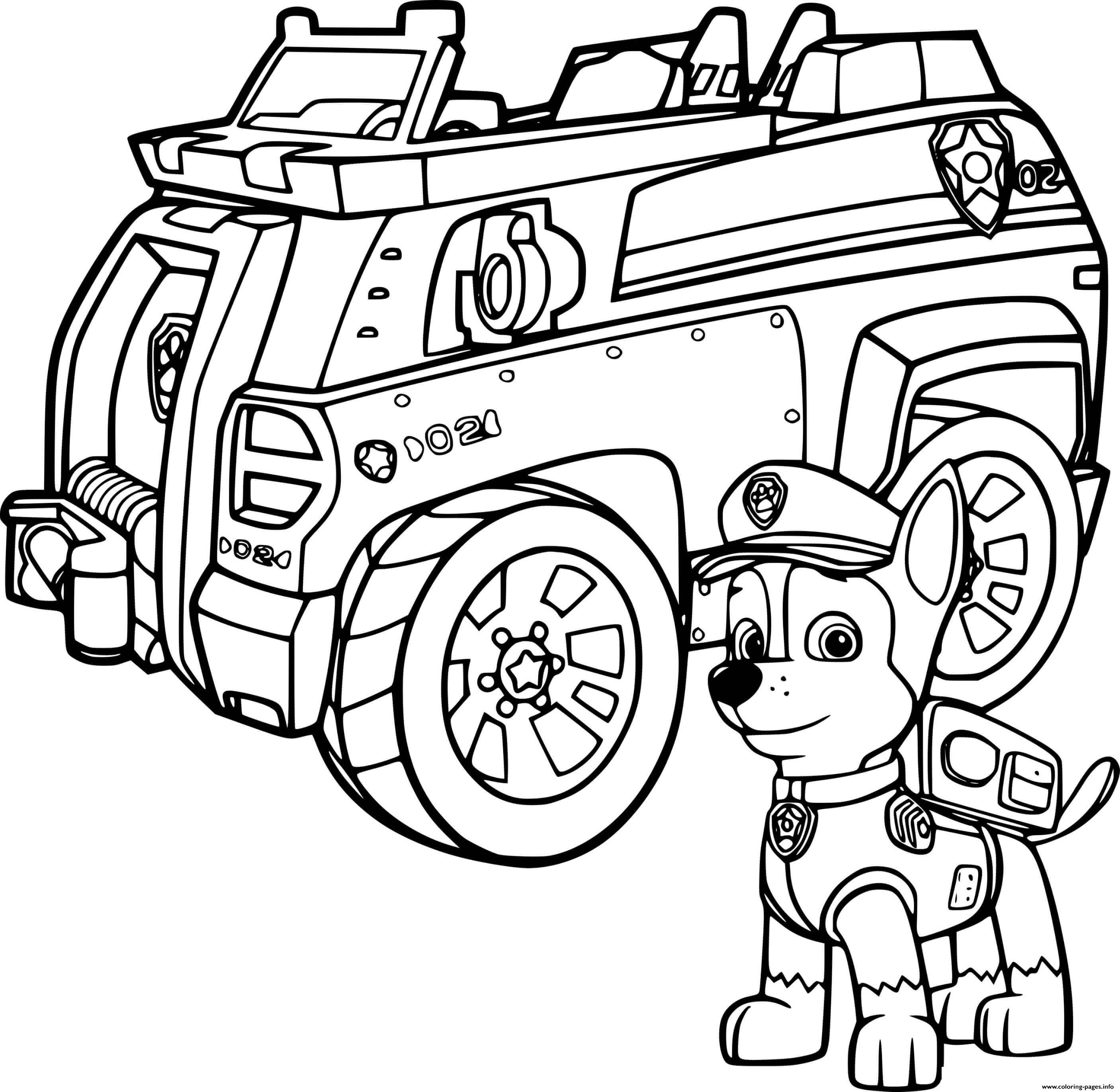 Chase And His Police Truck coloring