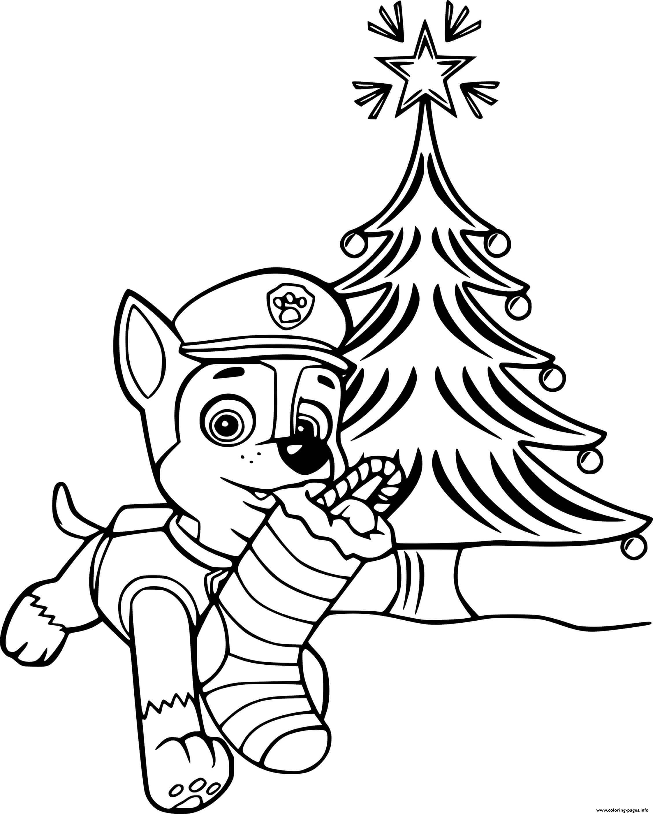Paw Patrol Chase And A Christmas Tree coloring