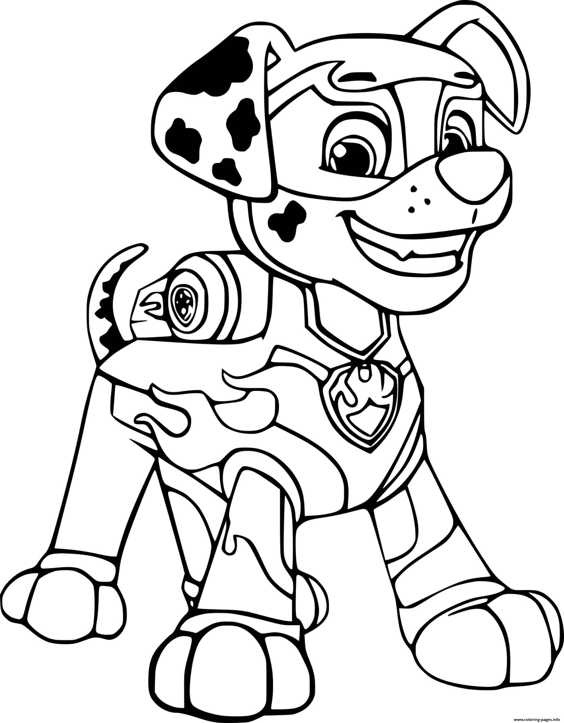 Happy Marshall From Paw Patrol Coloring Page Printable