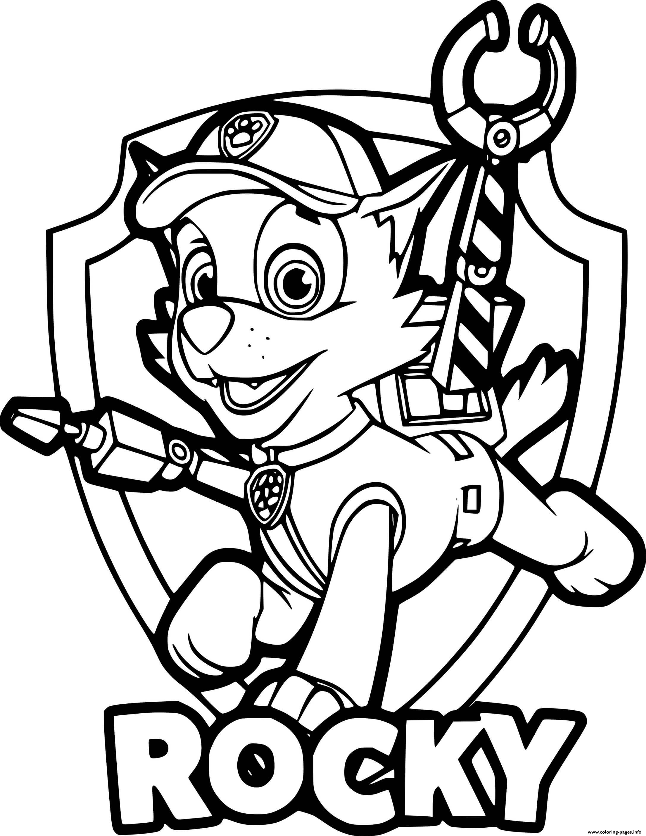 paw patrol rocky badge coloring pages printable coloriage baby ups