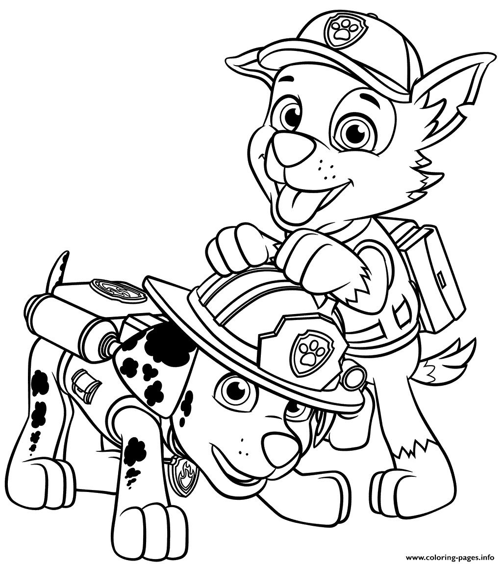 Marshall And Rocky Of Paw Patrol coloring