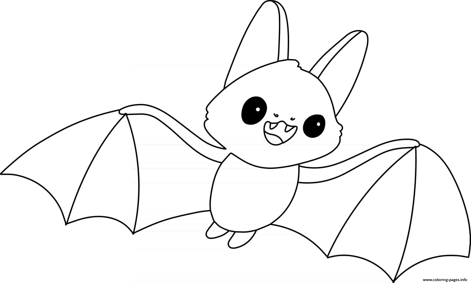 Cute Kawaii Bat Coloring Page
