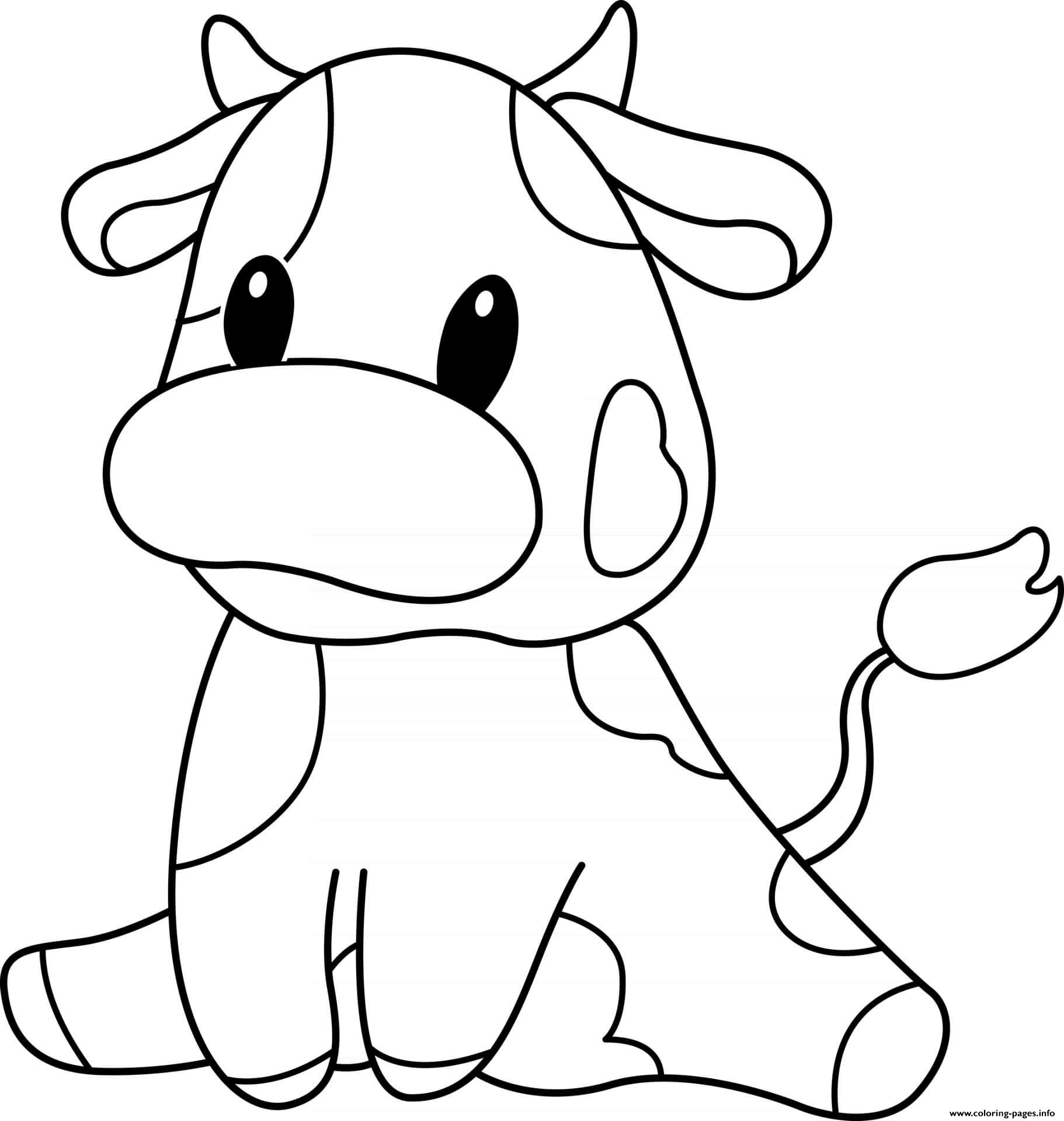 cow cute animal coloring page printable