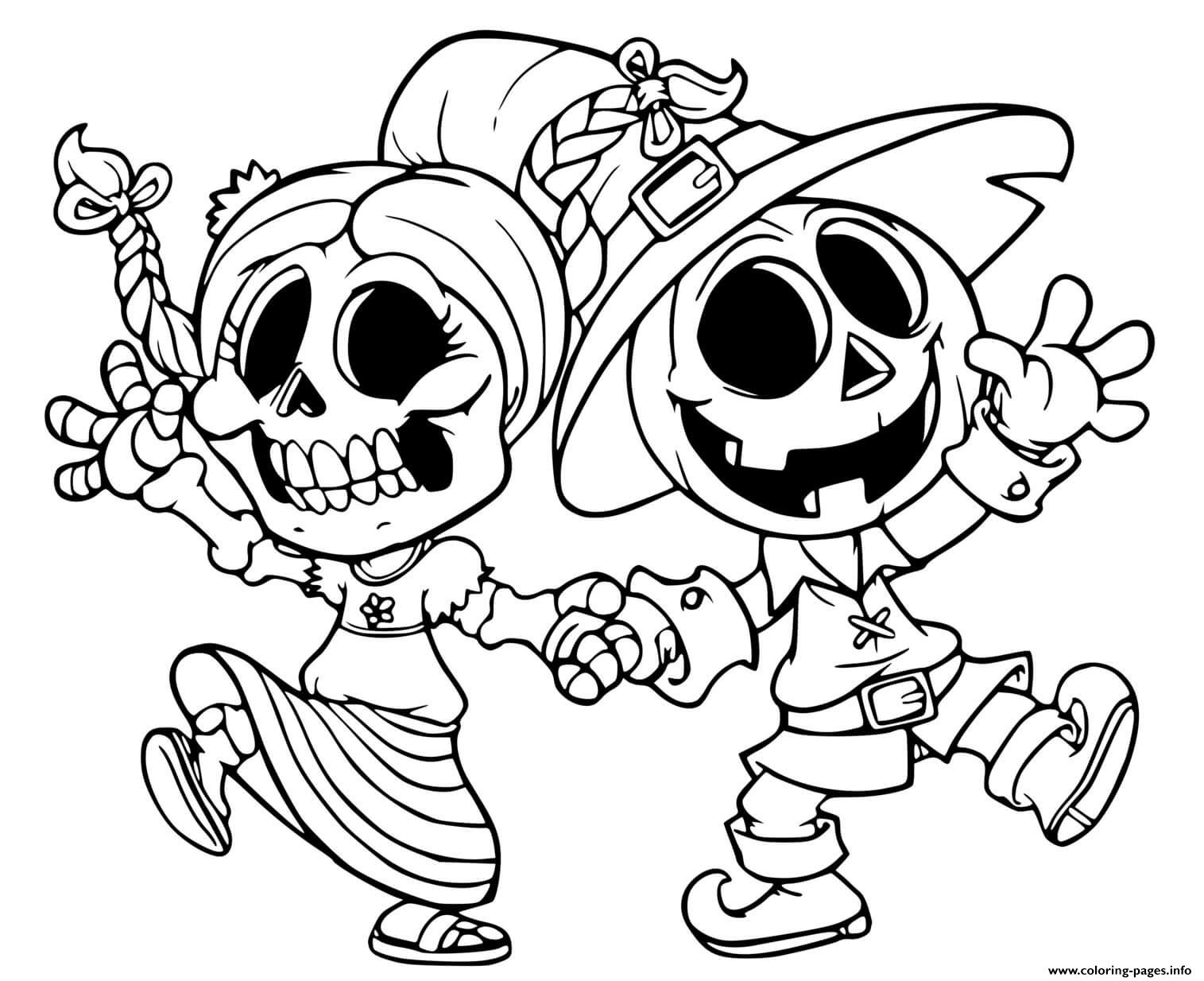 Cute Skeletons Couple coloring