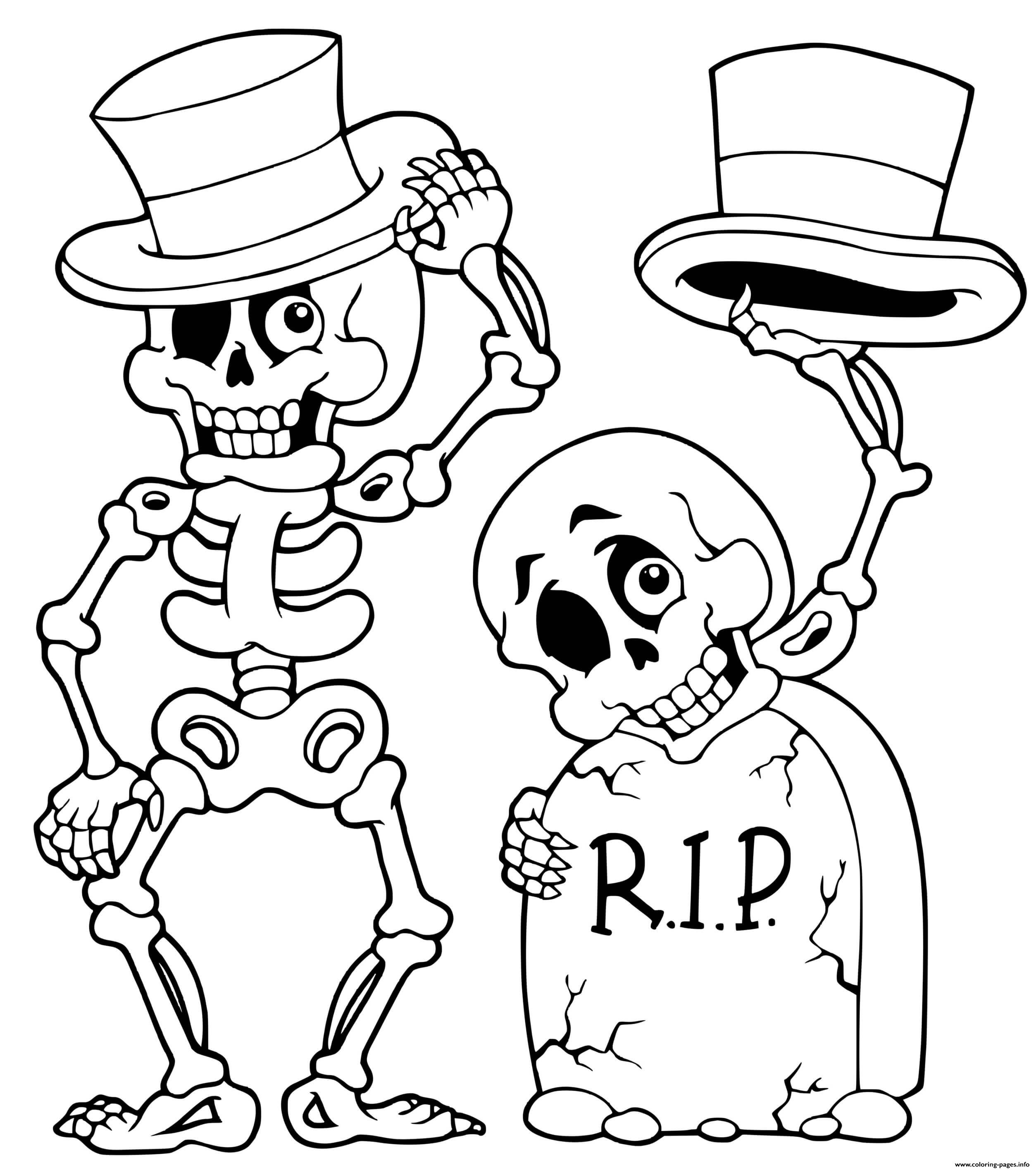 Halloween Skeleton Headstone Skull coloring
